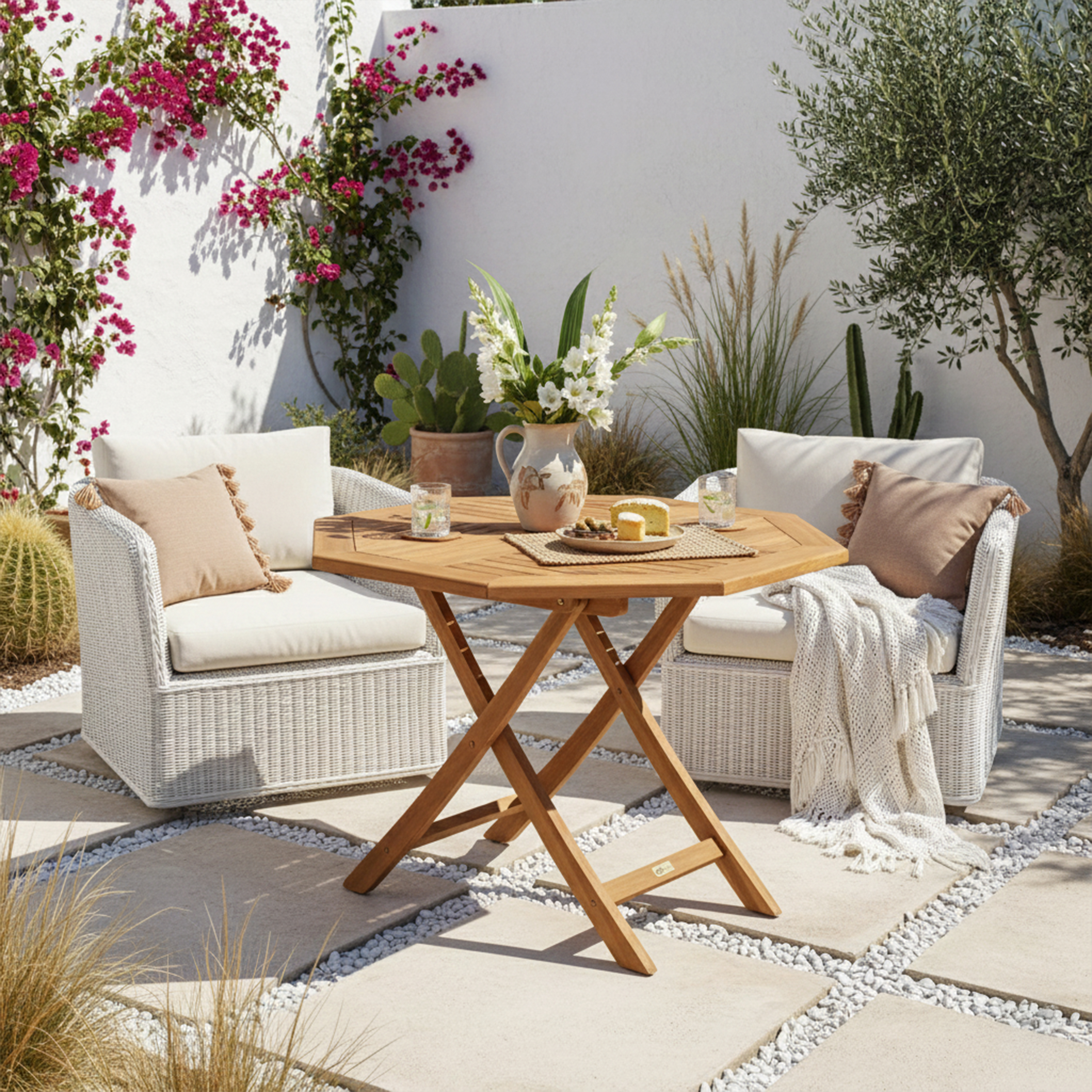 AXI Sana Teak Garden Table Octagonal Foldable 100 cm