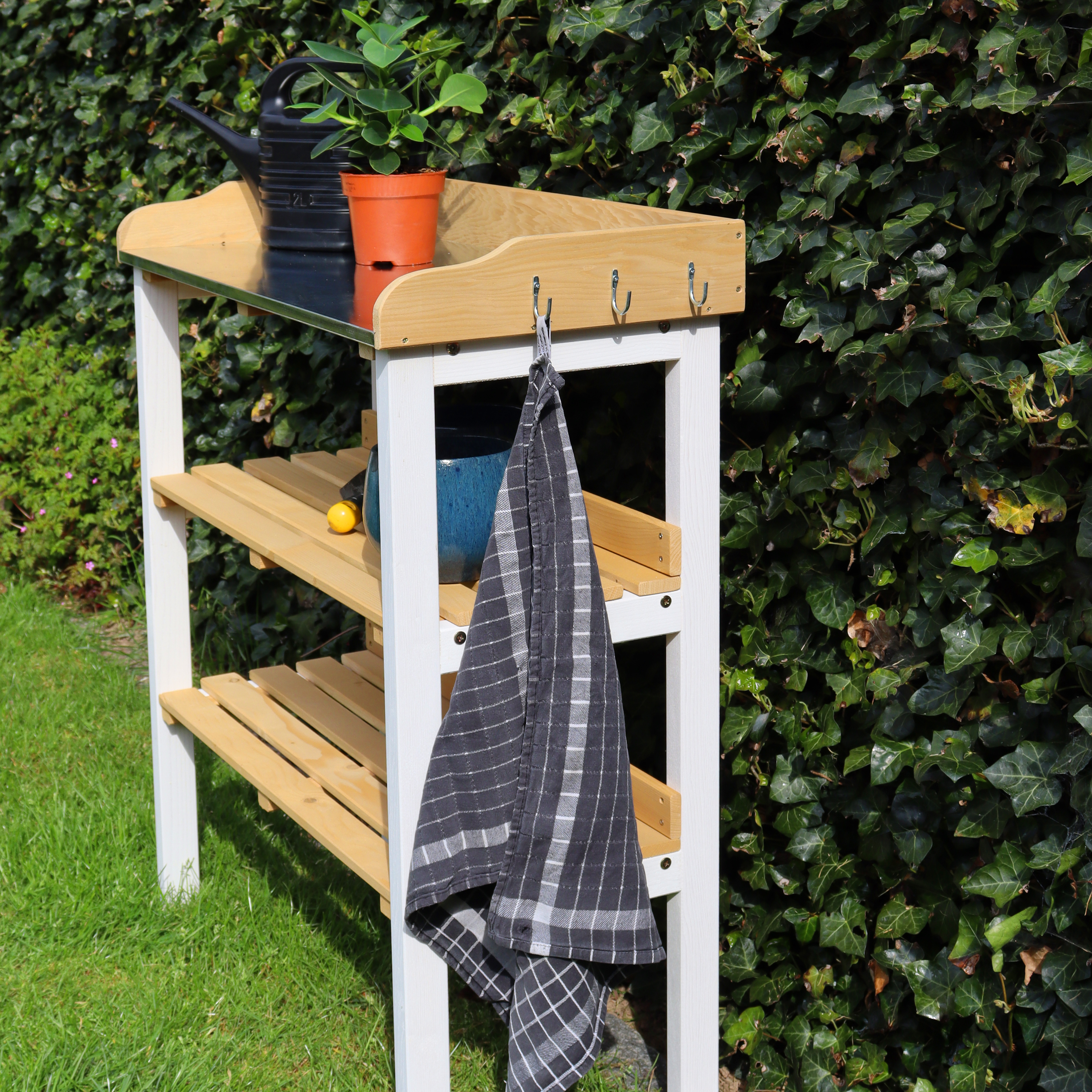 AXI Potting Table with storage shelves - Brown/White