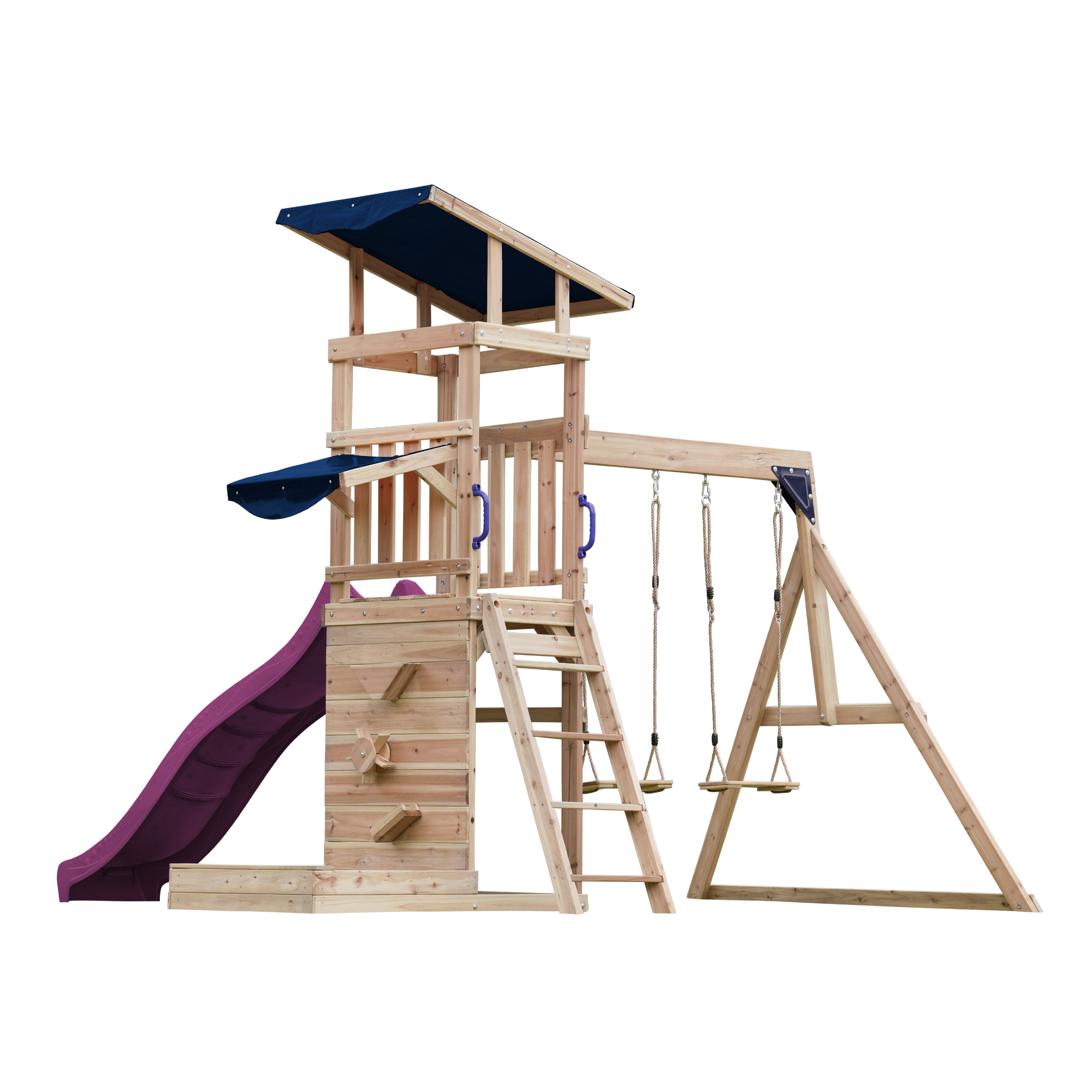 AXI Malik Climbing Frame with Double Swing Set - Purple Slide