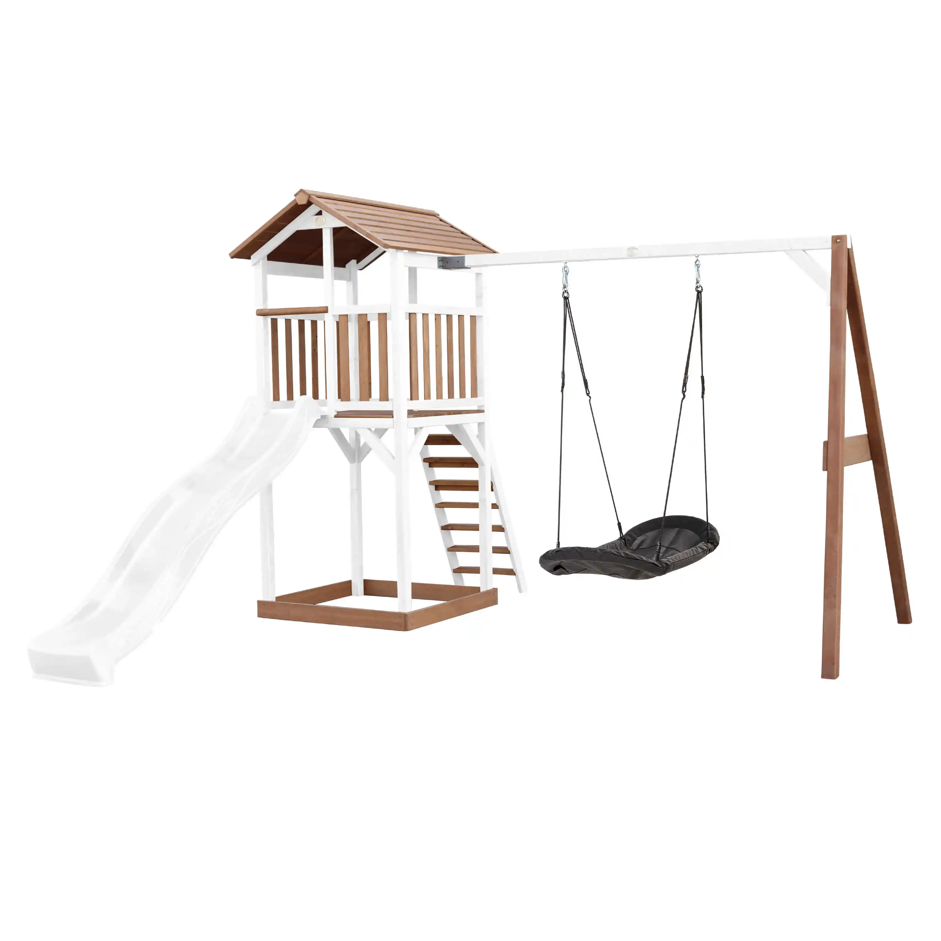 AXI Beach Tower with Roxy Nest Swing Set Brown/White - White Slide