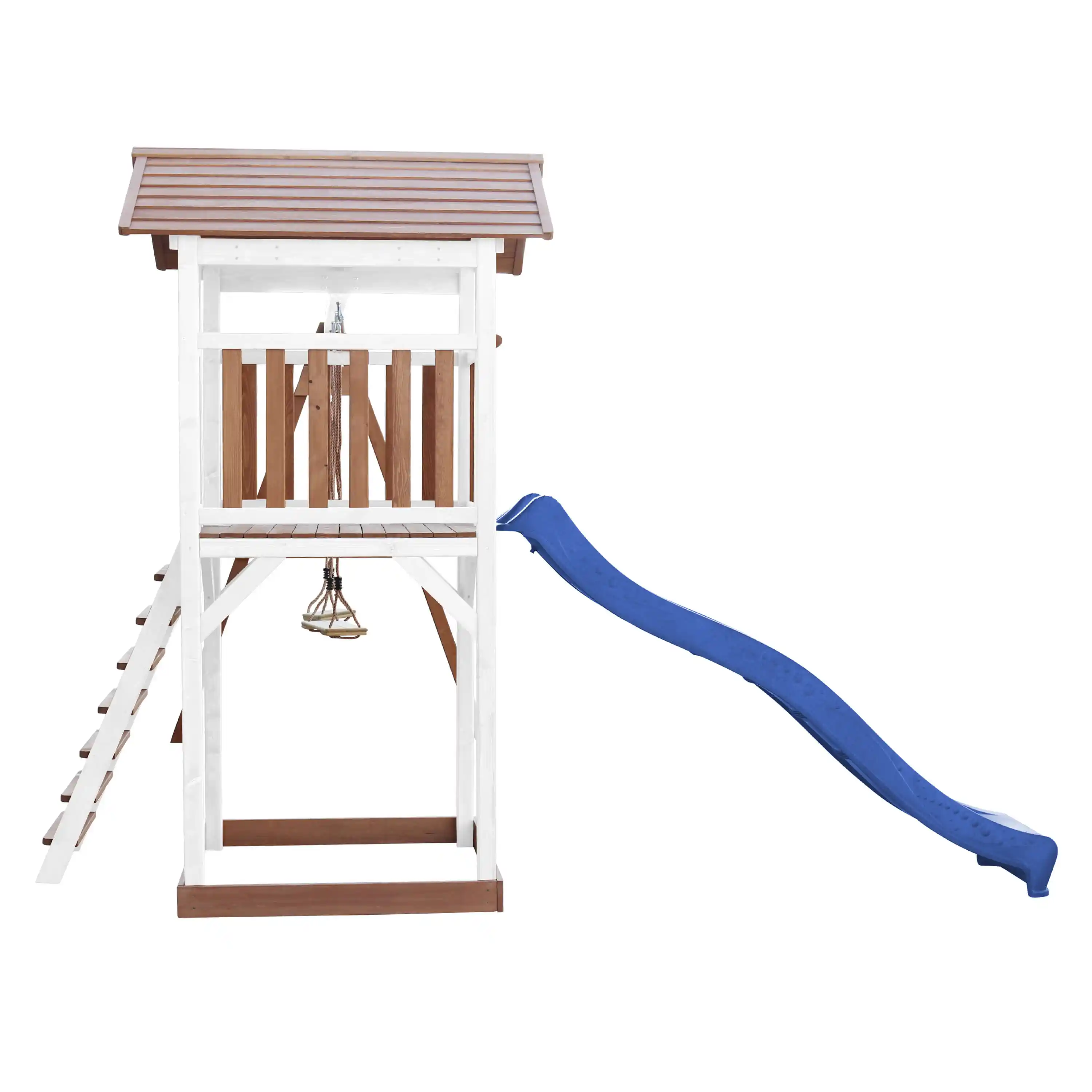 AXI Beach Tower with Double Swing Set Brown/White - Blue Slide