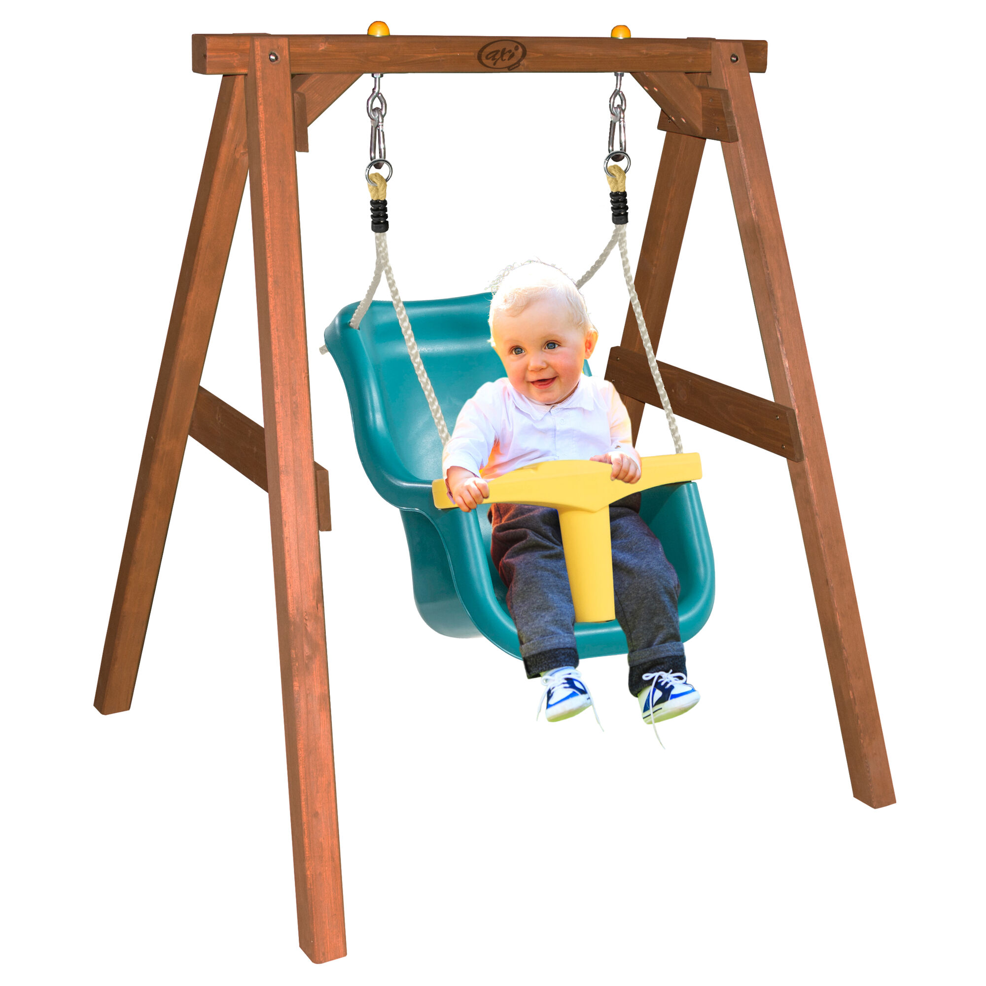 productfoto-mensen AXI Baby Schommel Bruin met zitje