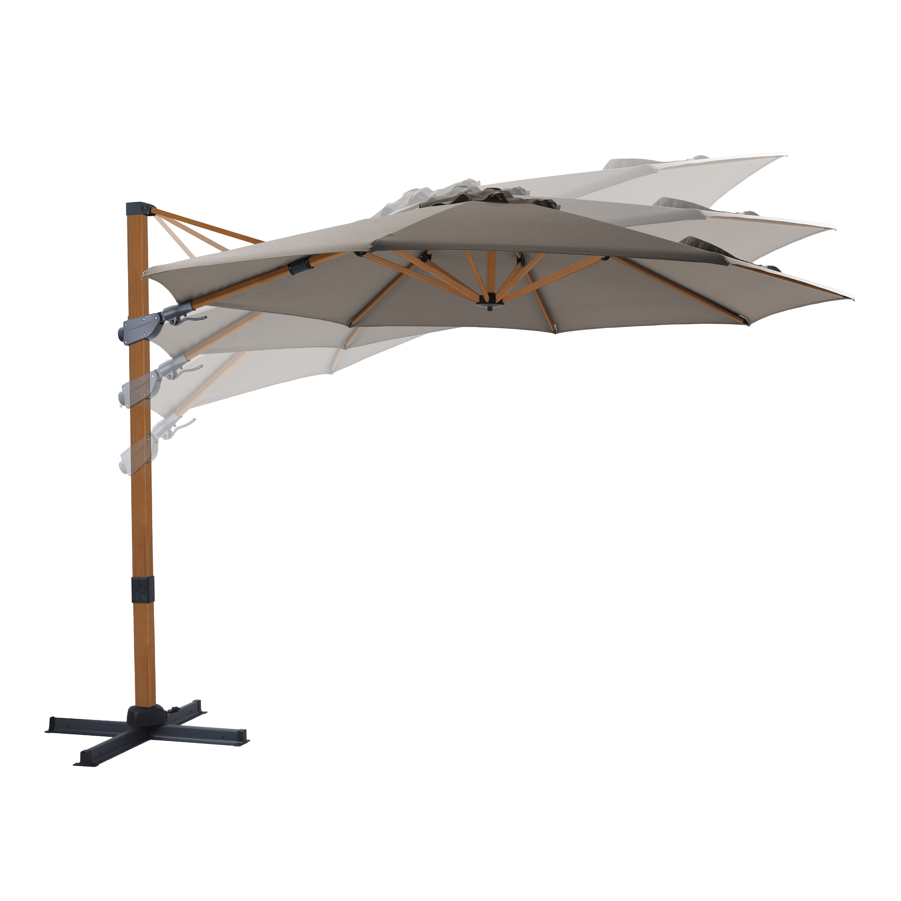 AXI Cyrus Premium Cantilever Parasol Ø 300cm Round - Wood-look/Taupe