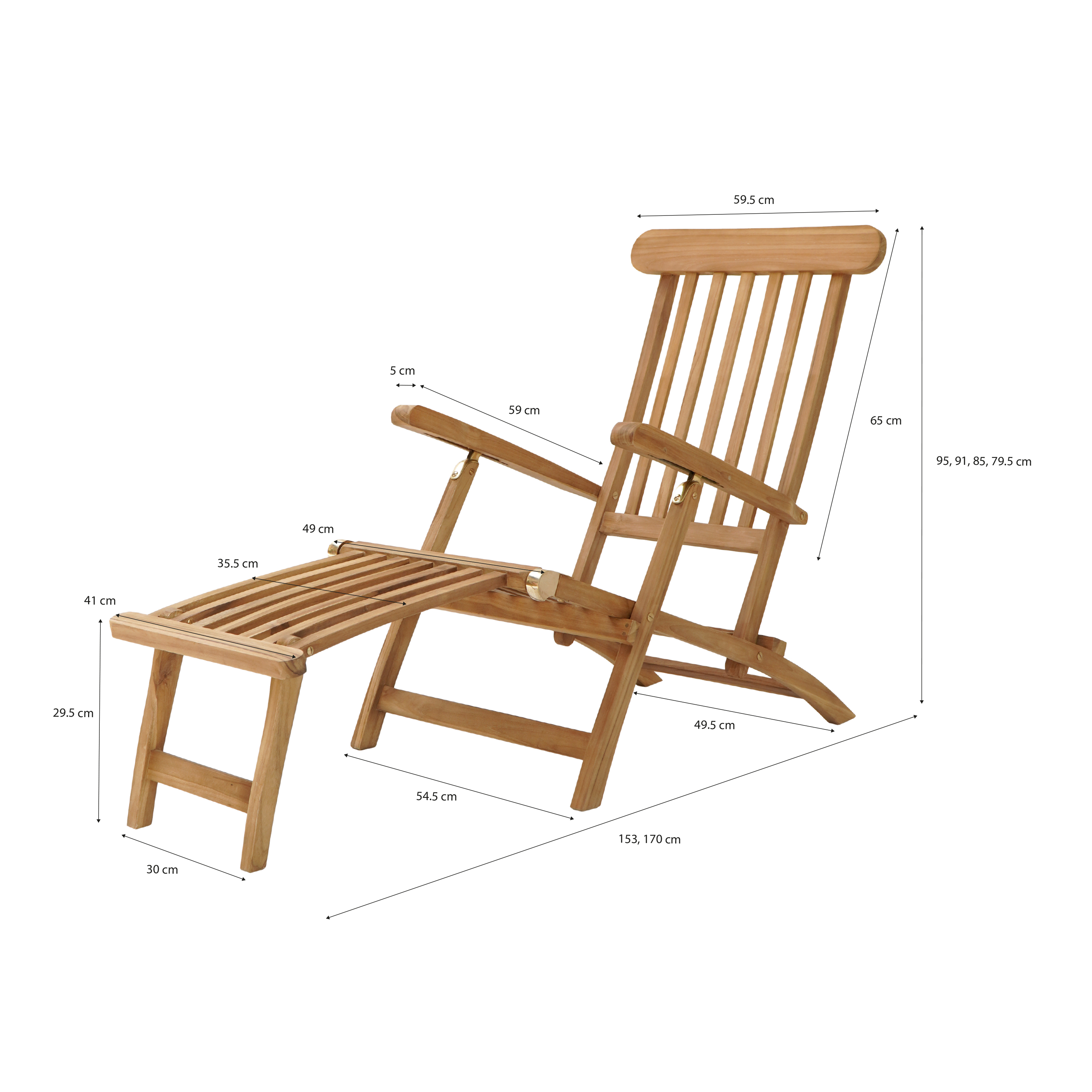 AXI Costa Deckchair with cushion - Teak