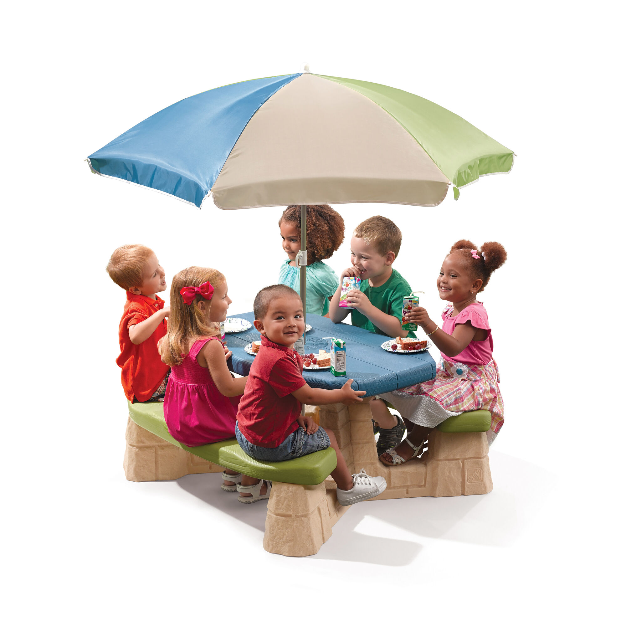 Step2 Naturally Playful Picnic Table with Umbrella Green/Blue