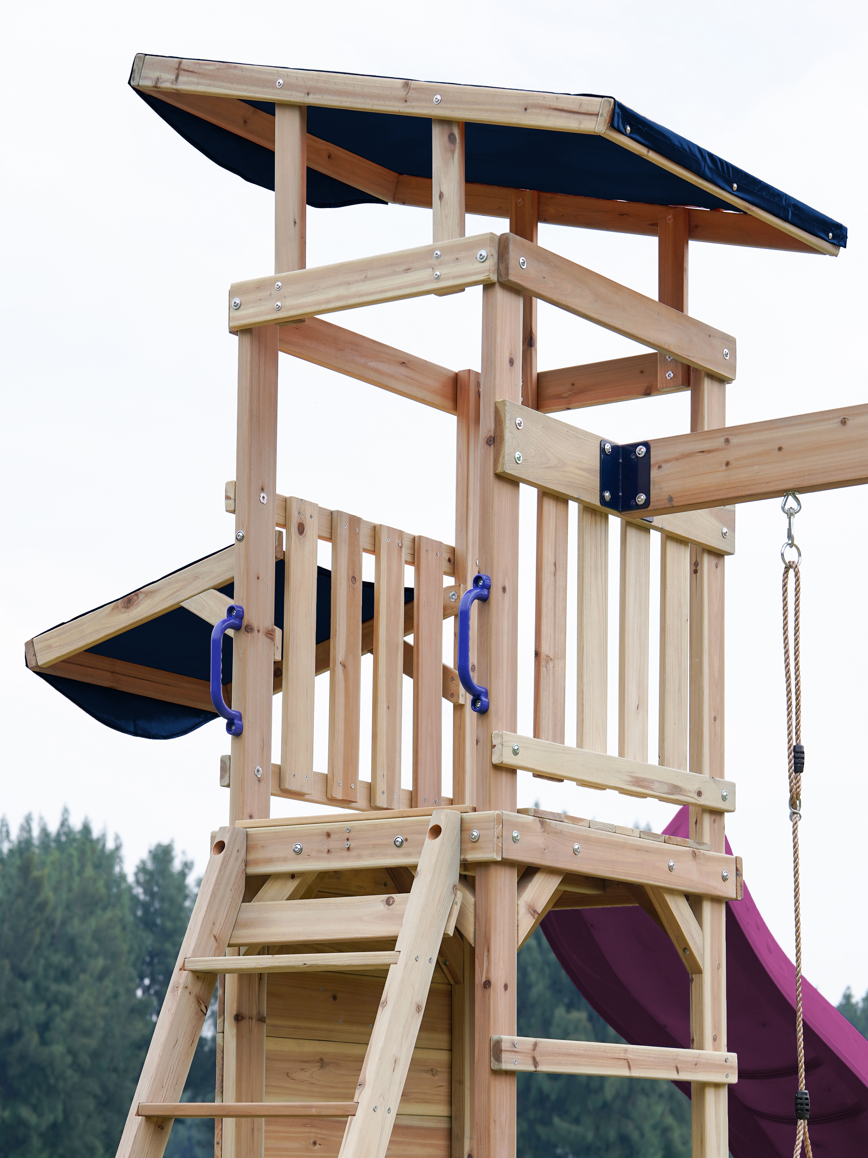 AXI Malik Climbing Frame with Double Swing Set - Purple Slide