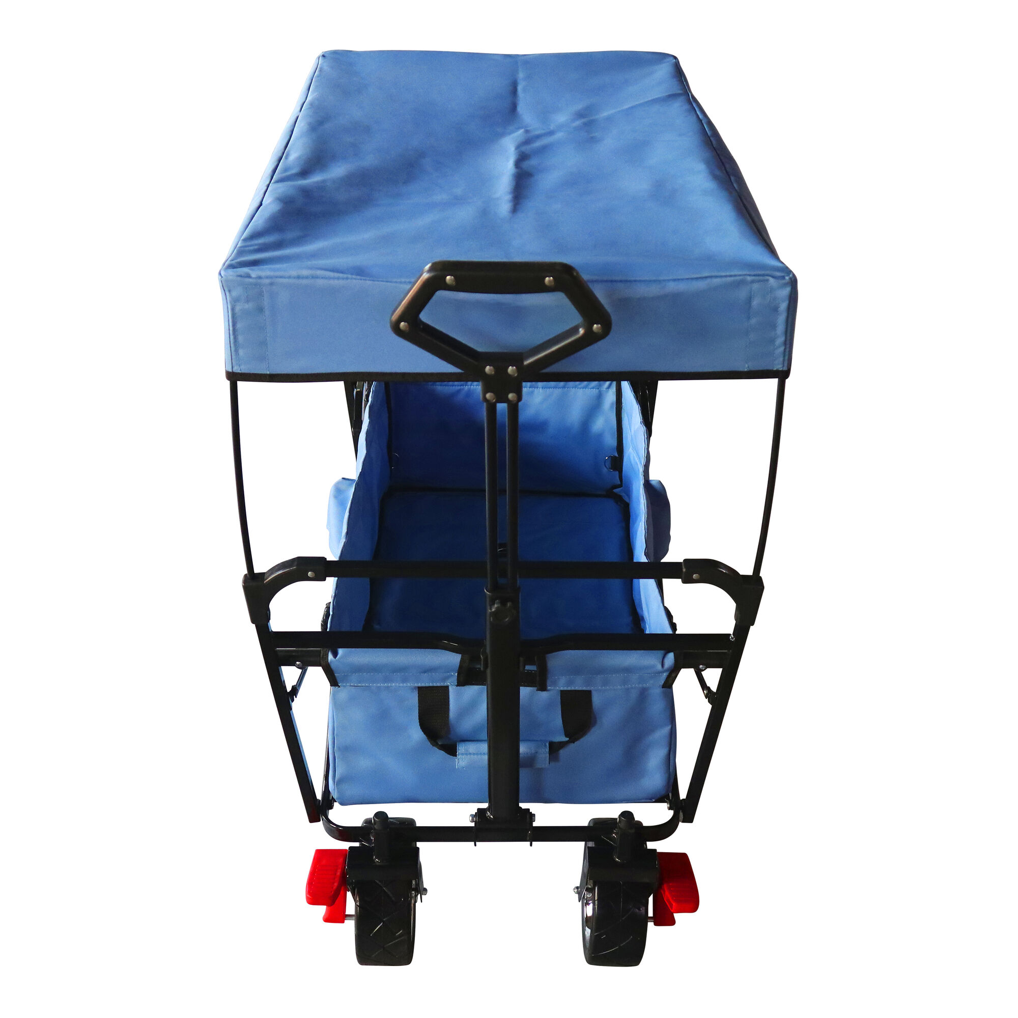 productfoto AXI AB210 Opvouwbare Bolderwagen met dak, tas, rem en duwstang Blauw