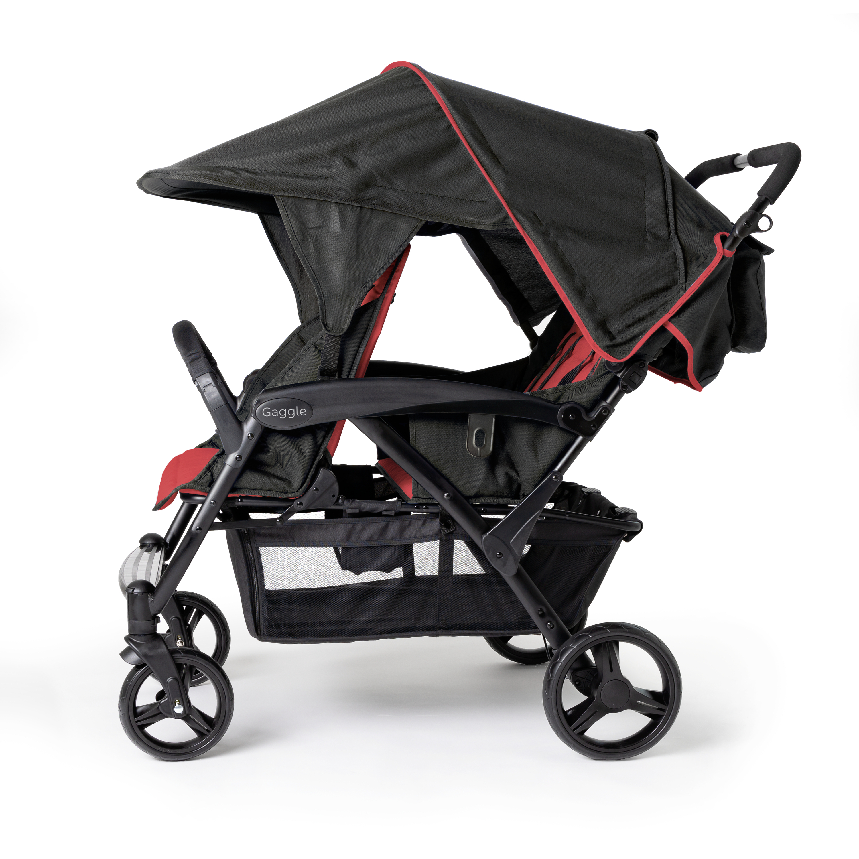 Gaggle Odyssey 4x4 Quad Stroller for 4 Children - Red/Black