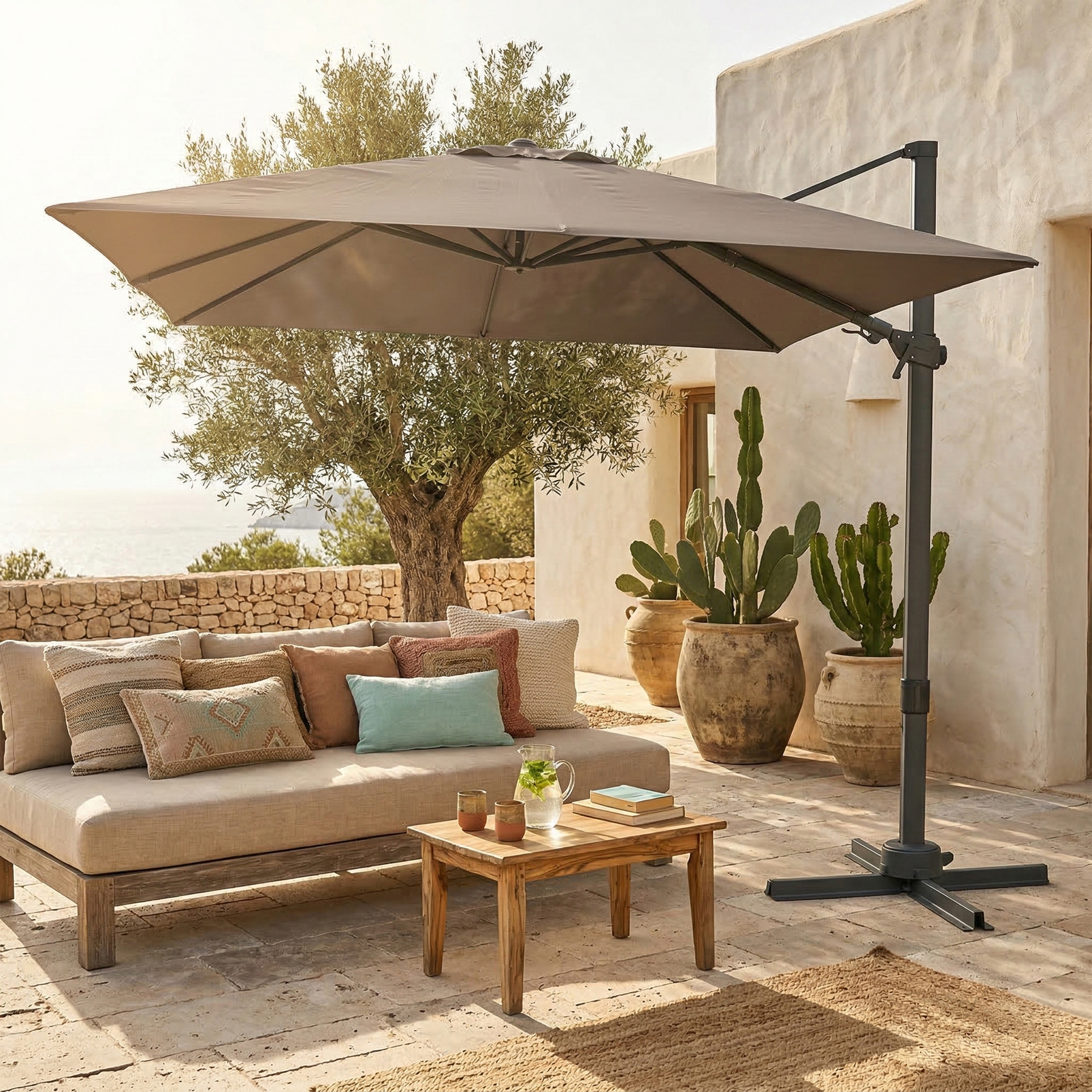 AXI Alina Cantilever Parasol 300x300cm Anthracite/Taupe