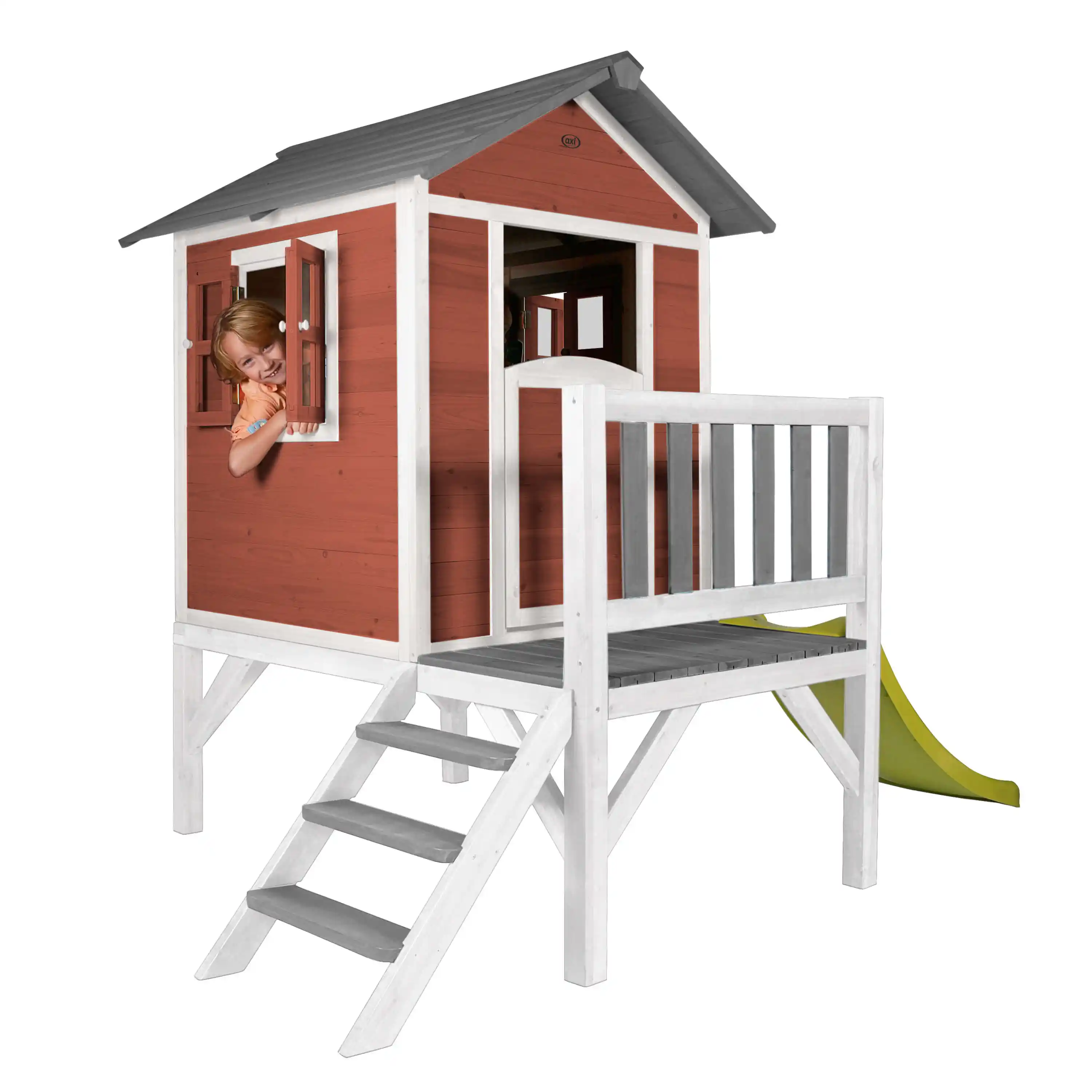 AXI Lodge XL Playhouse Scandinavian Red - Lime Green Slide