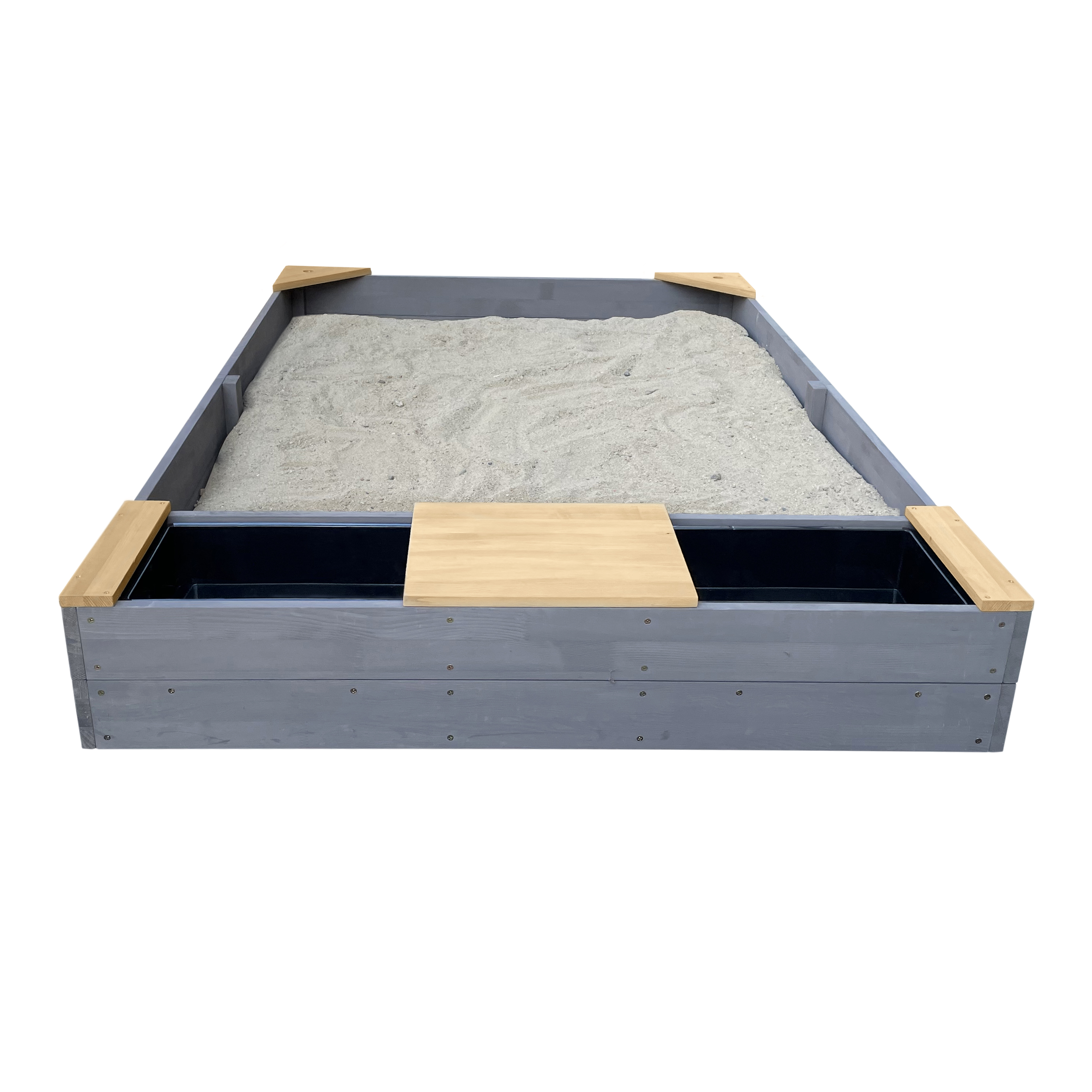 AXI Kelly Sandbox with Bins and Bench - 180 x 115 cm - Grey/Brown