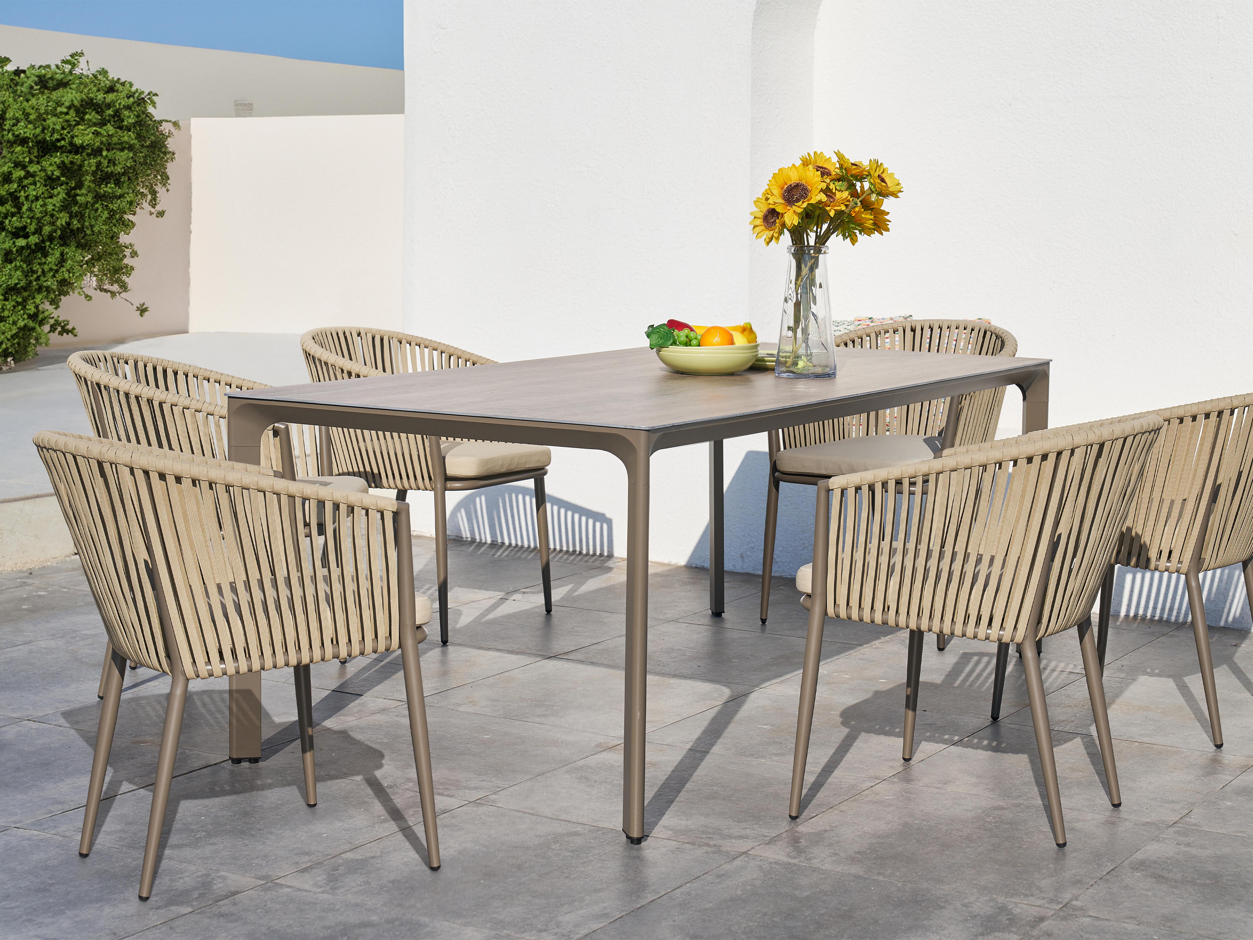 AXI Resi Garden Set with 6 Chairs Taupe with Wood-Look PSPC