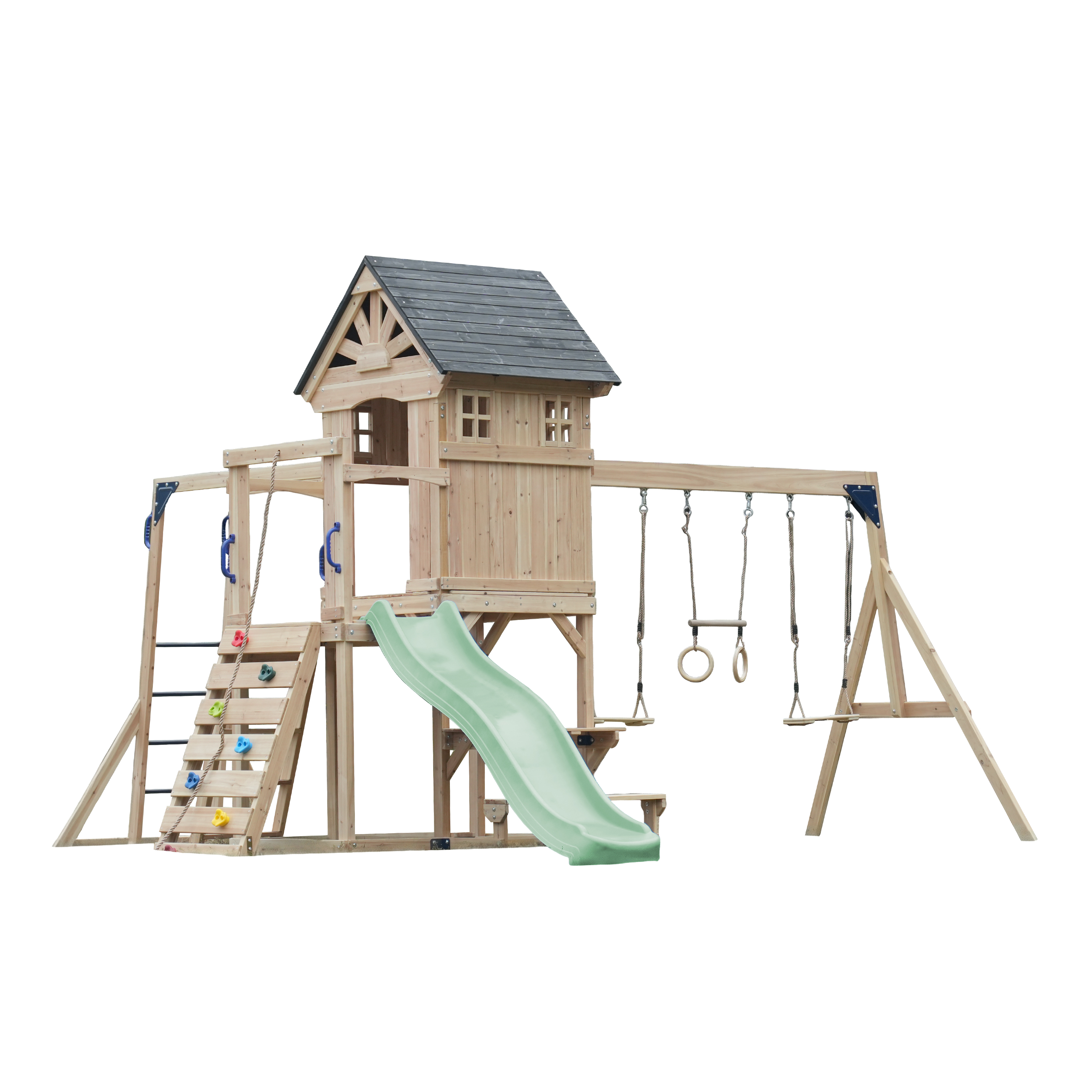 AXI Duncan Climbing Frame with Swings, Climbing Frames and Monkey Bars – Pastel Green Slide