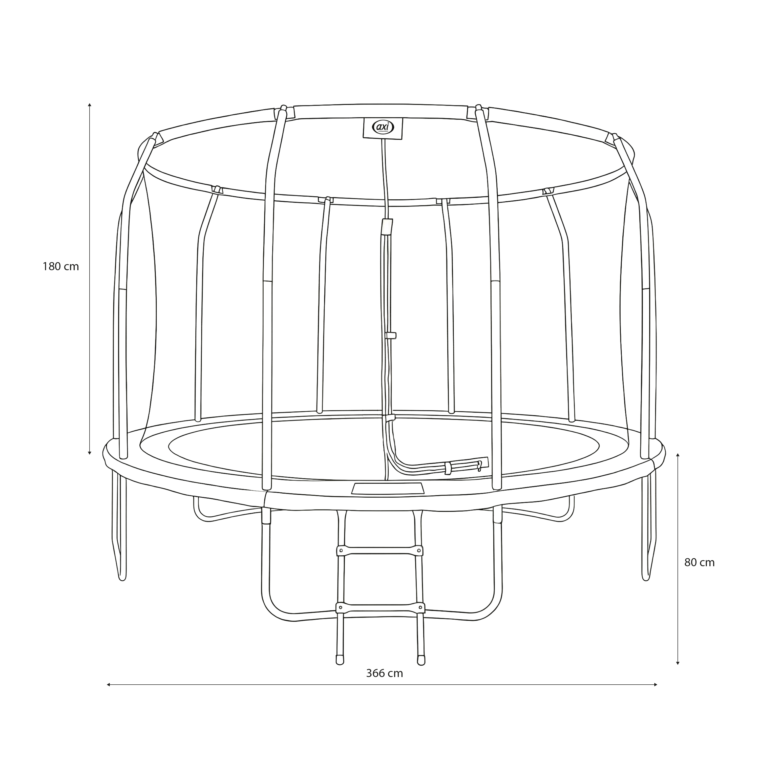 AXI Houston Trampoline Ø 366 cm with ladder – Onground – Black