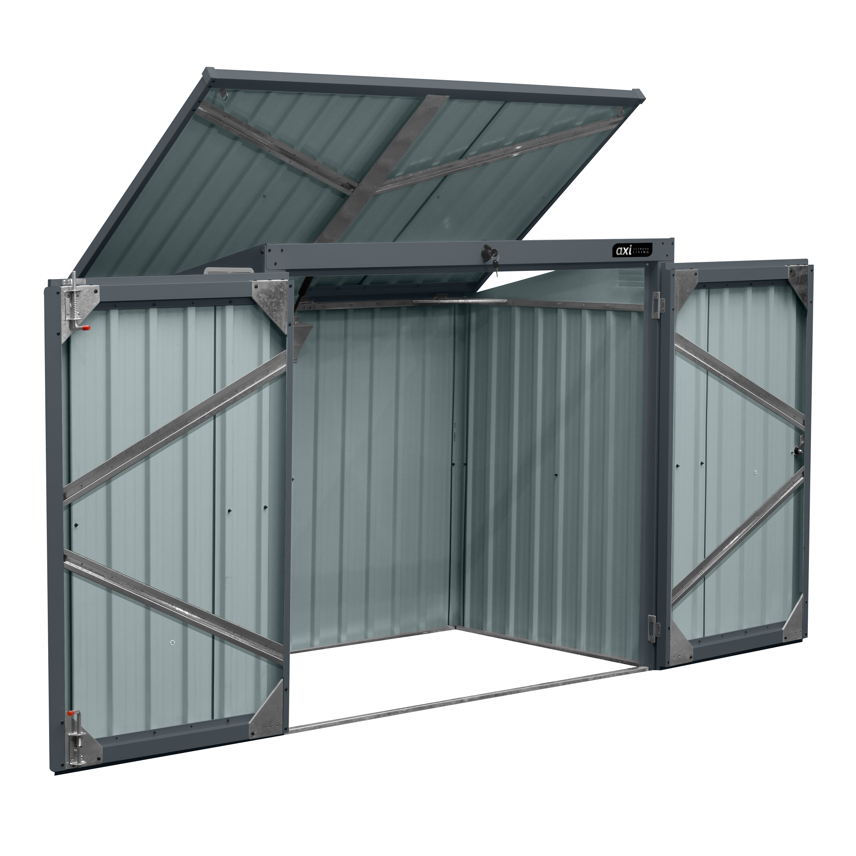 AXI Oscar Metal Garbage Bin Shed Anthracite - 2 Garbage Bins