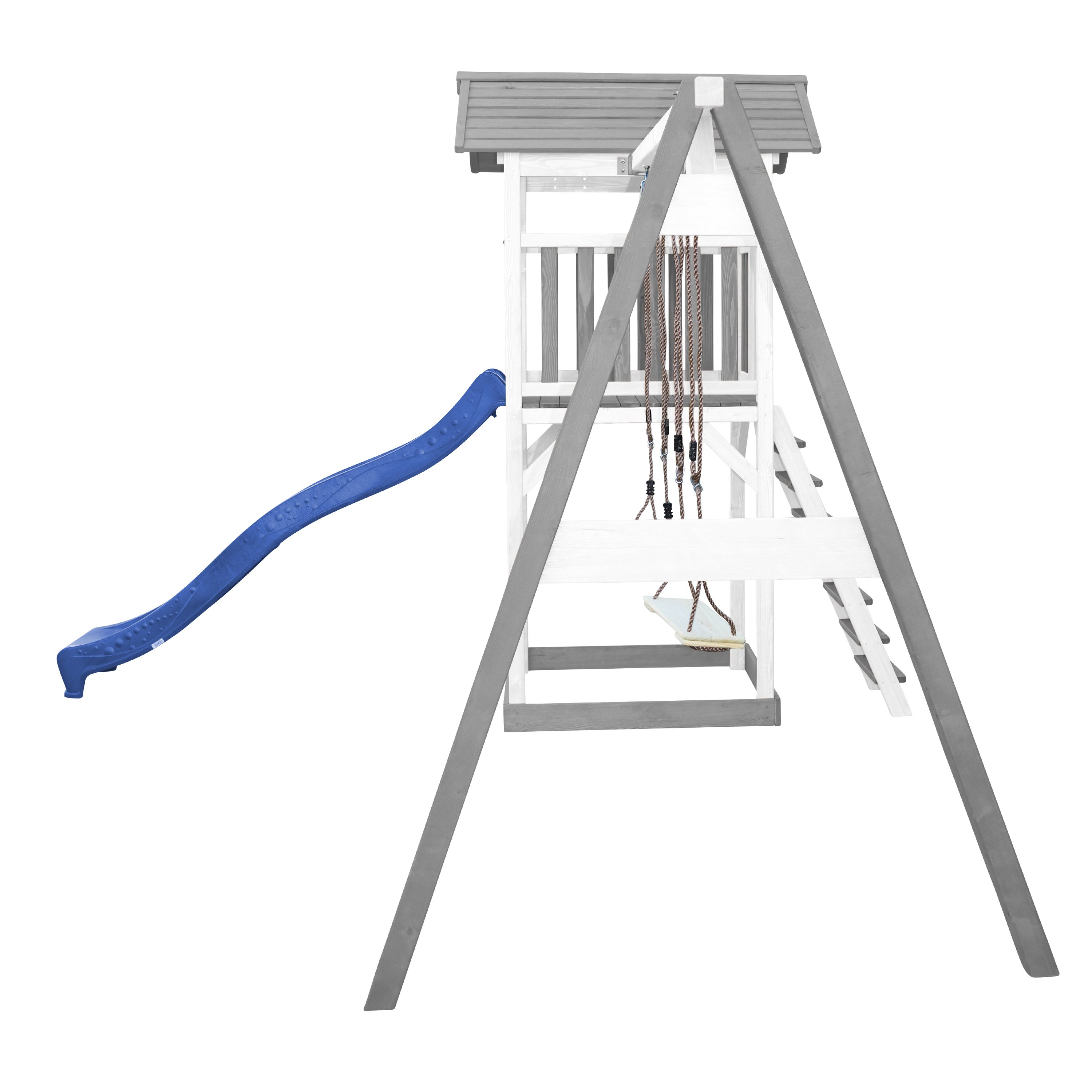 AXI Beach Tower with Double Swing Set Grey/White - Blue Slide