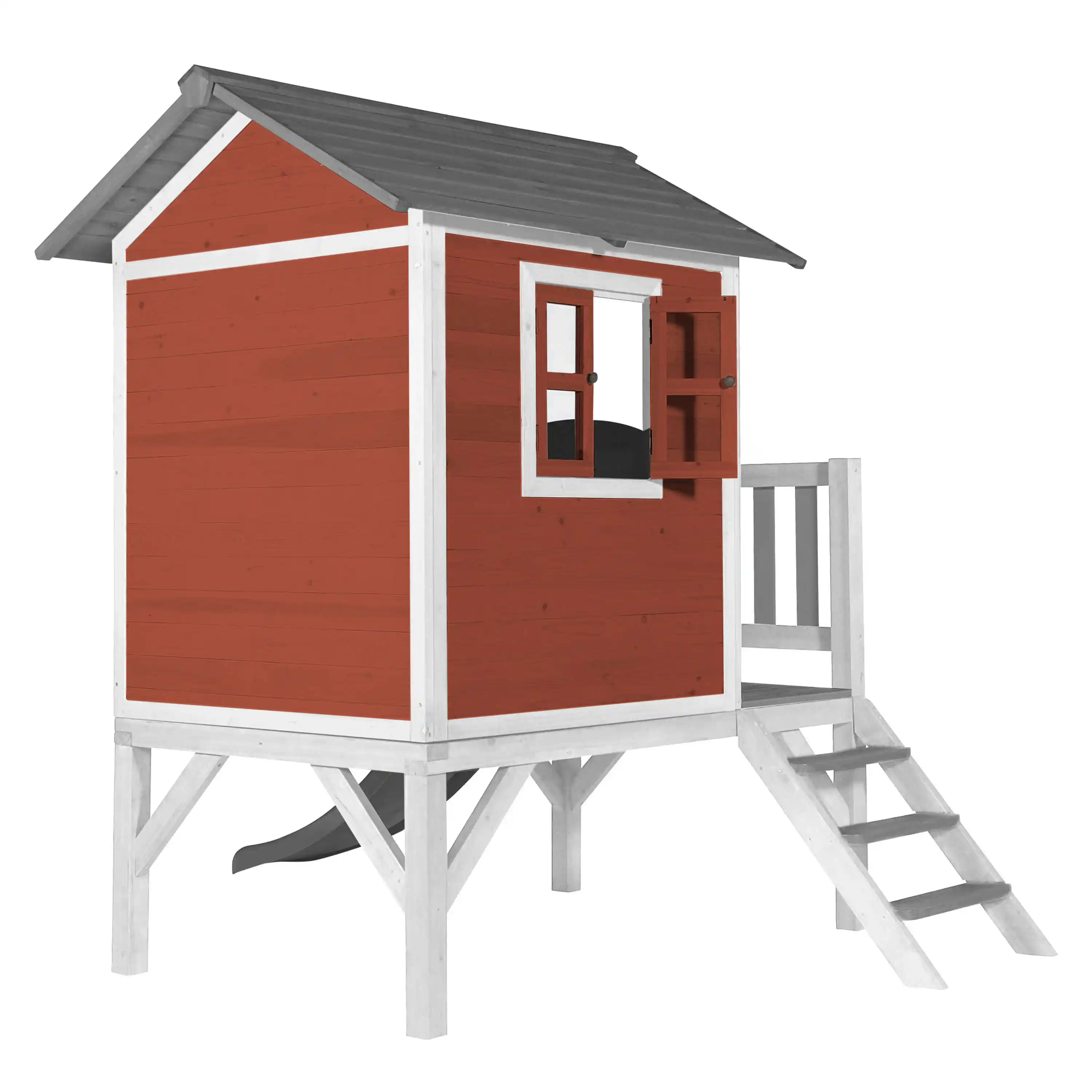 AXI Lodge XL Playhouse Scandinavian Red - Grey Slide