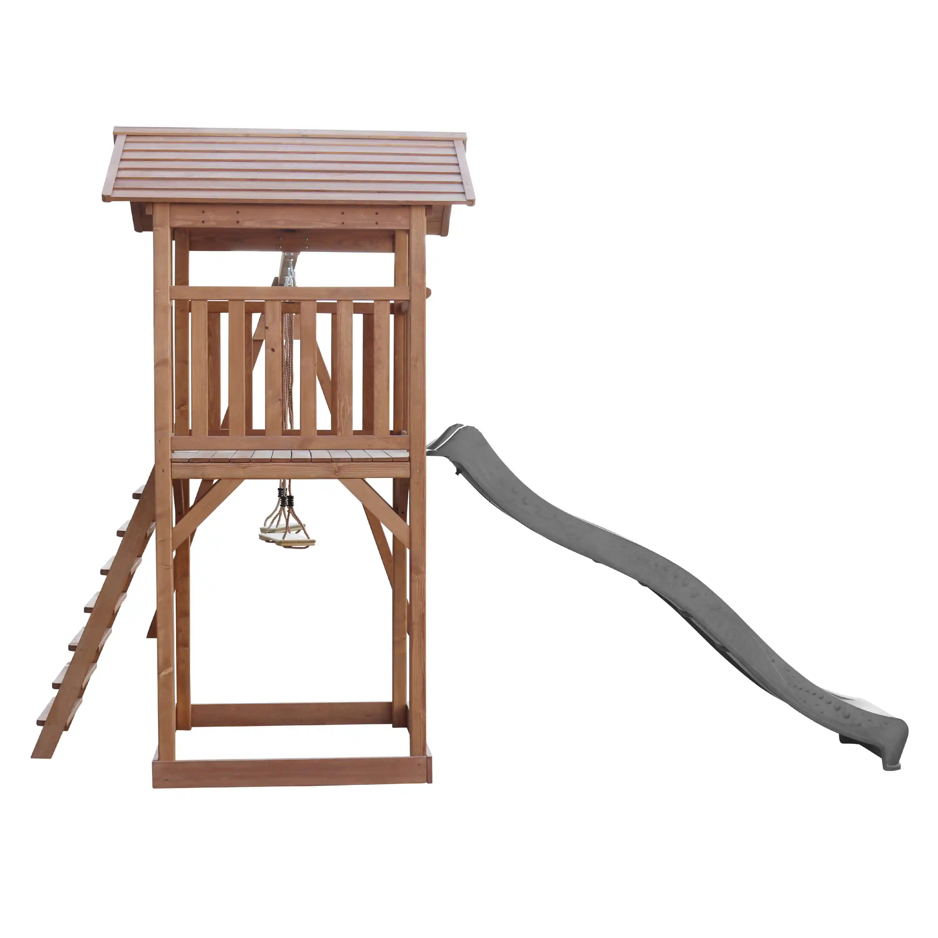 AXI Beach Tower Speeltoren met Dubbele Schommel Bruin - Grijze Glijbaan