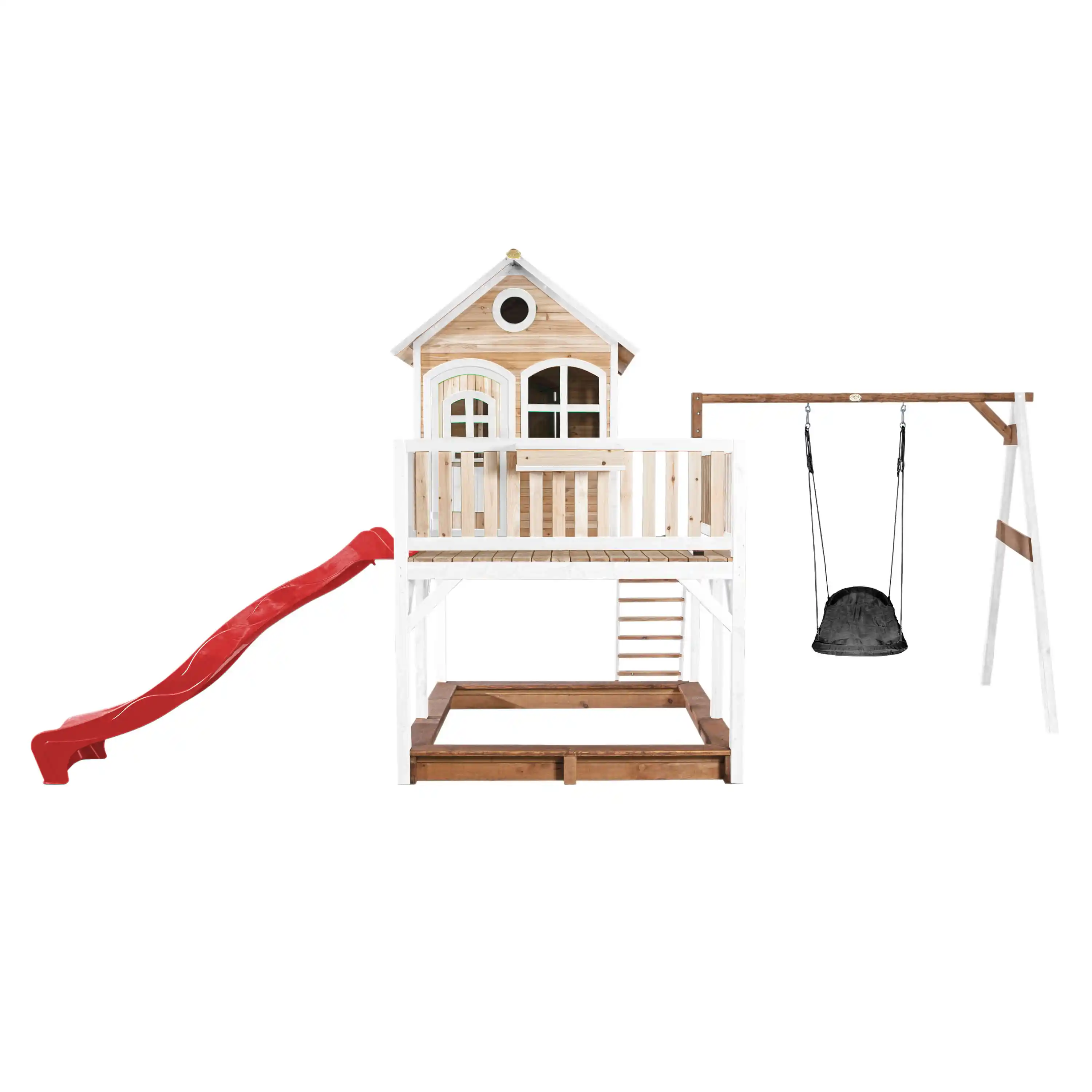 AXI Liam Playhouse with Roxy Nest Swing Set Brown/White - Red Slide