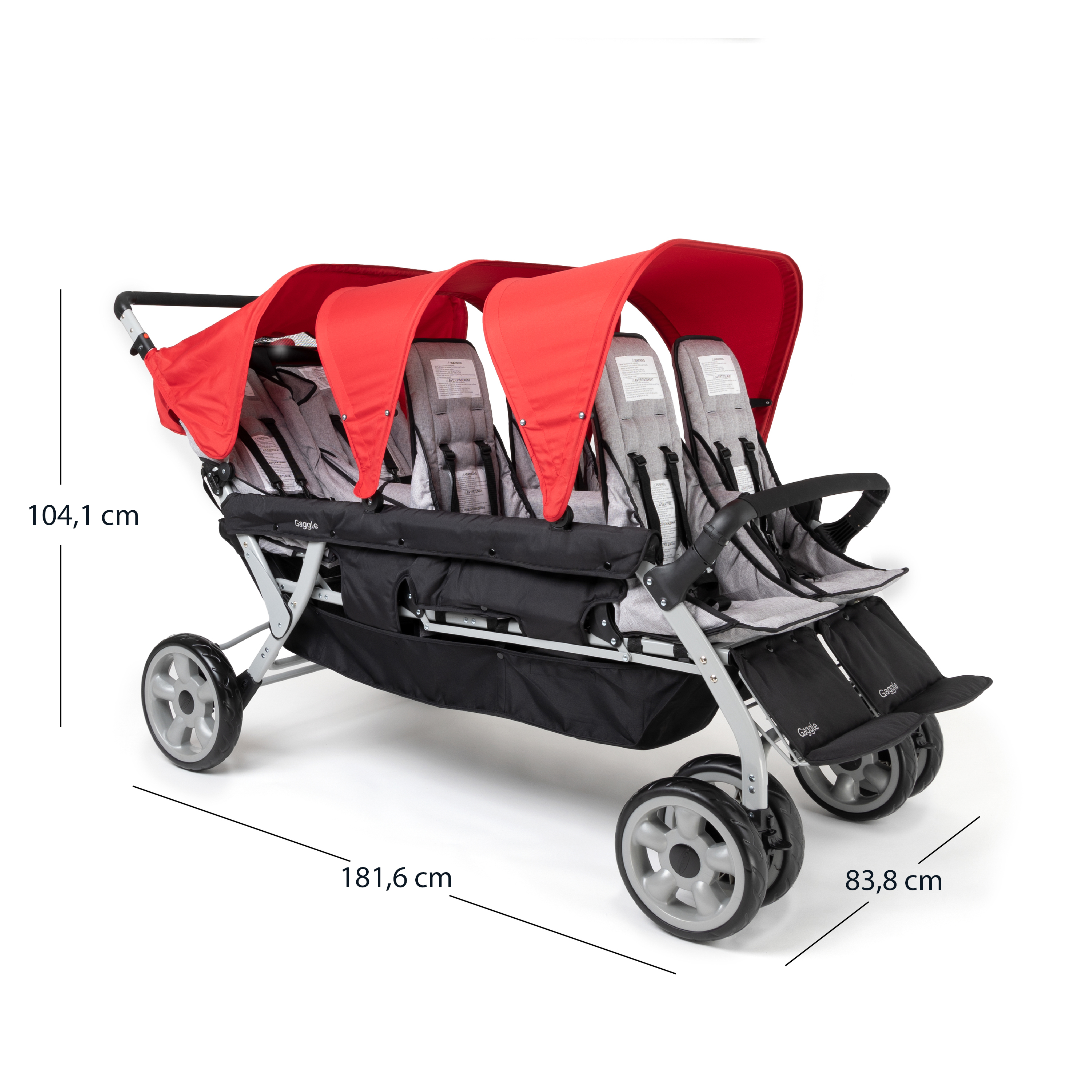 Gaggle Jamboree Folding Stroller for 6 children - Red