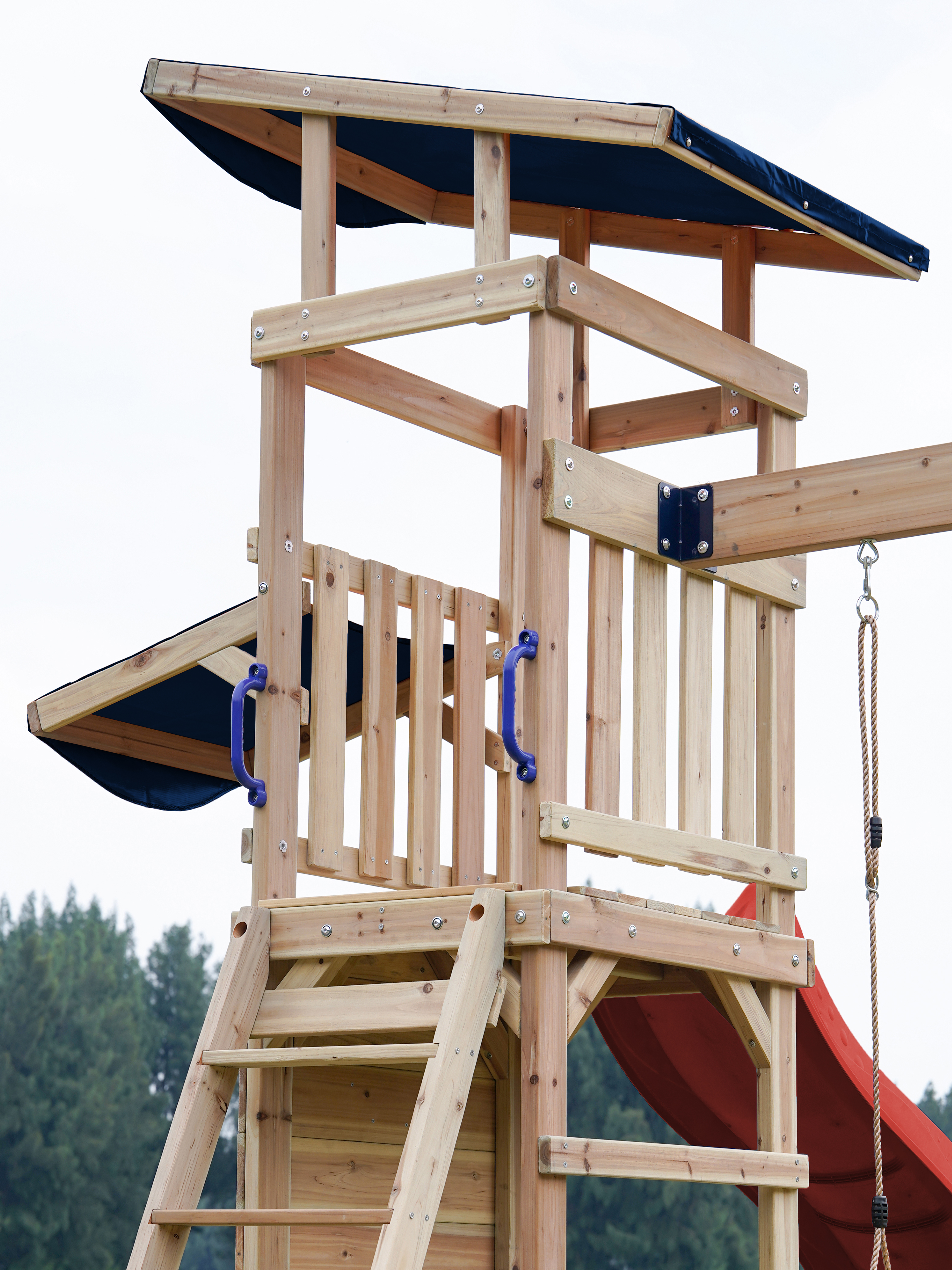 AXI Malik Climbing Frame with Double Swing Set - Red Slide