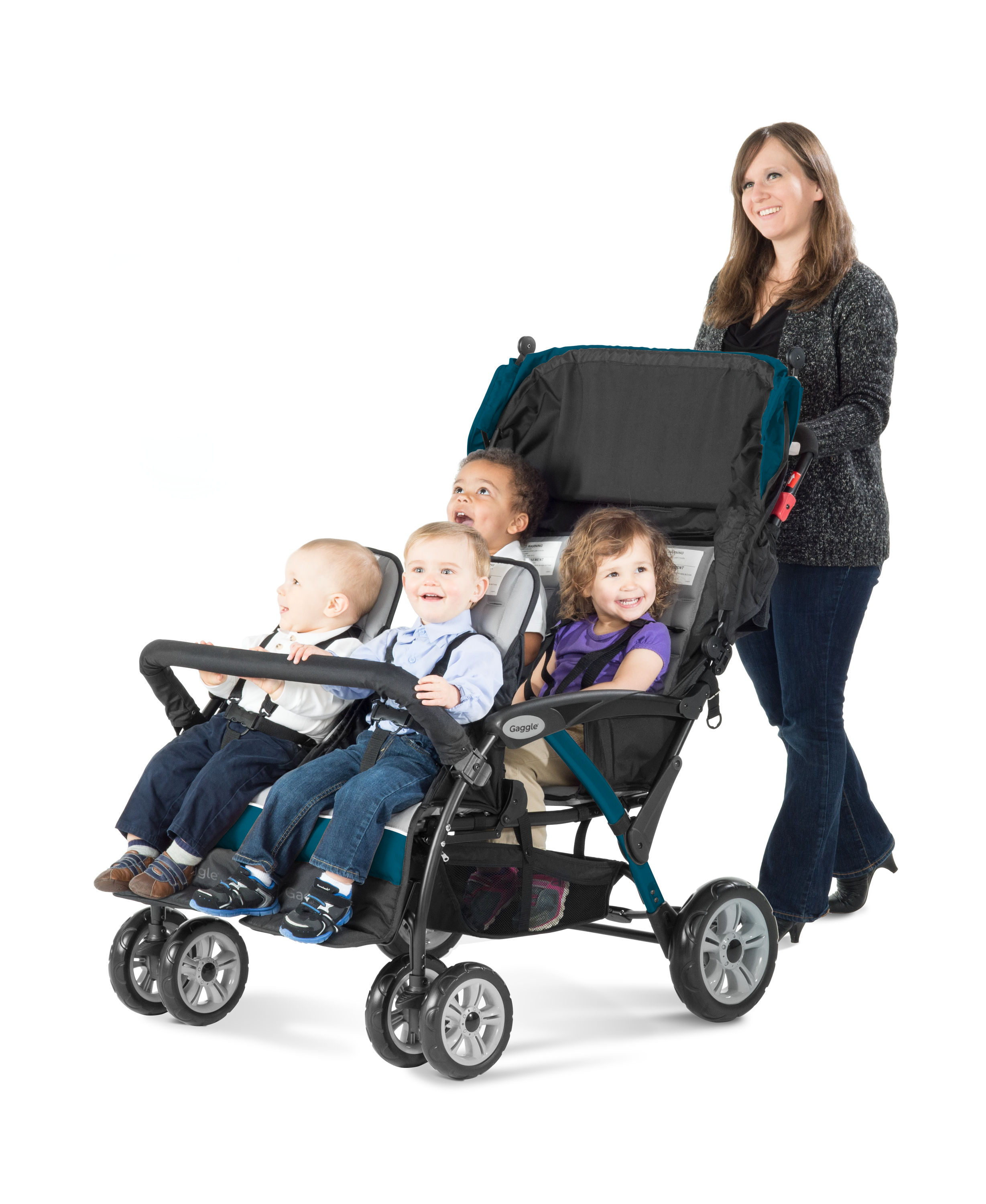 Gaggle Odyssey 4x4 Quad Stroller for 4 Children - Turquoise