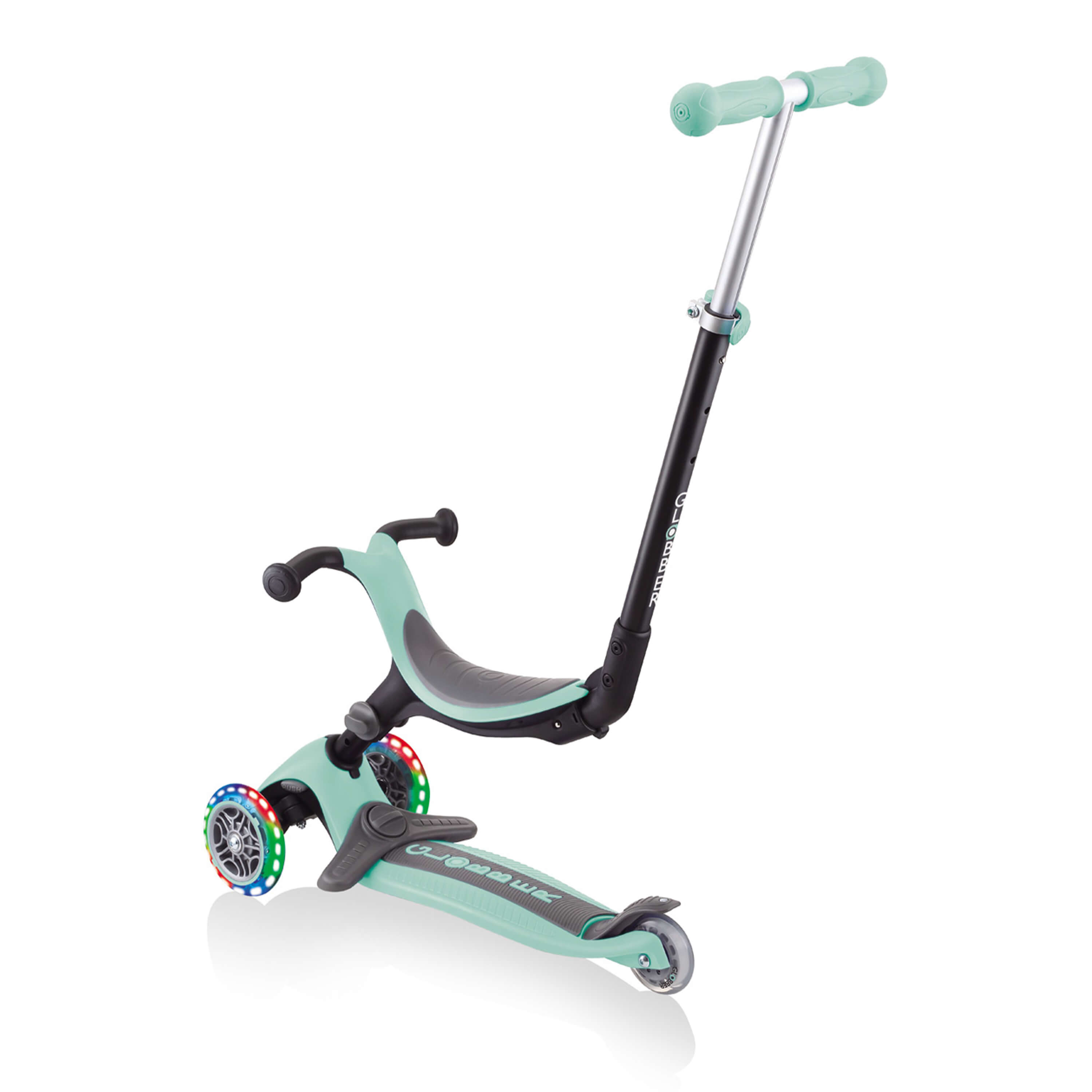 Globber Go up Foldable Plus Lights 3-in-1 Scooter - Pastel Mint