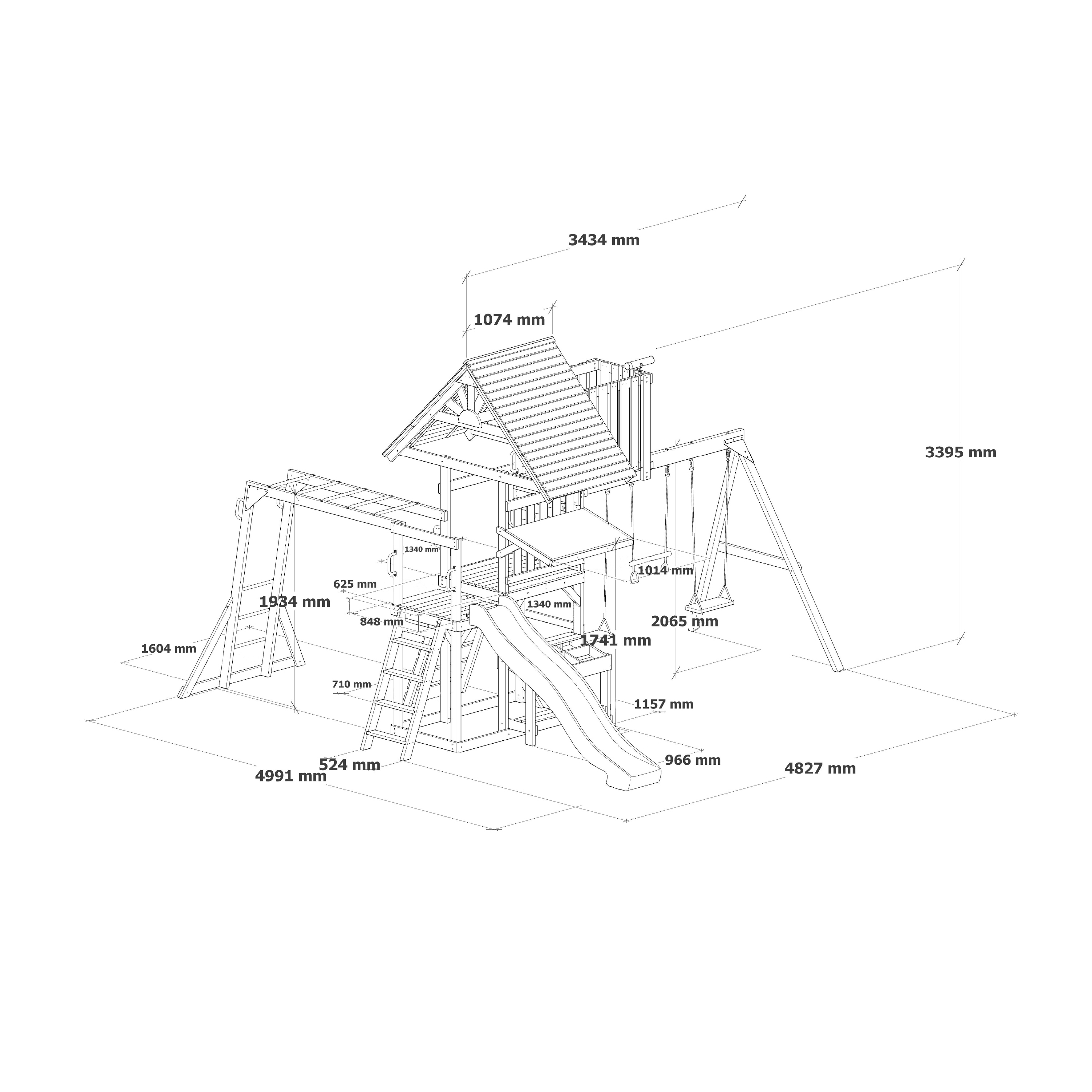 AXI Mitch Climbing Frame with Double Swing. Trapeze and Lookout Tower – Purple Slide