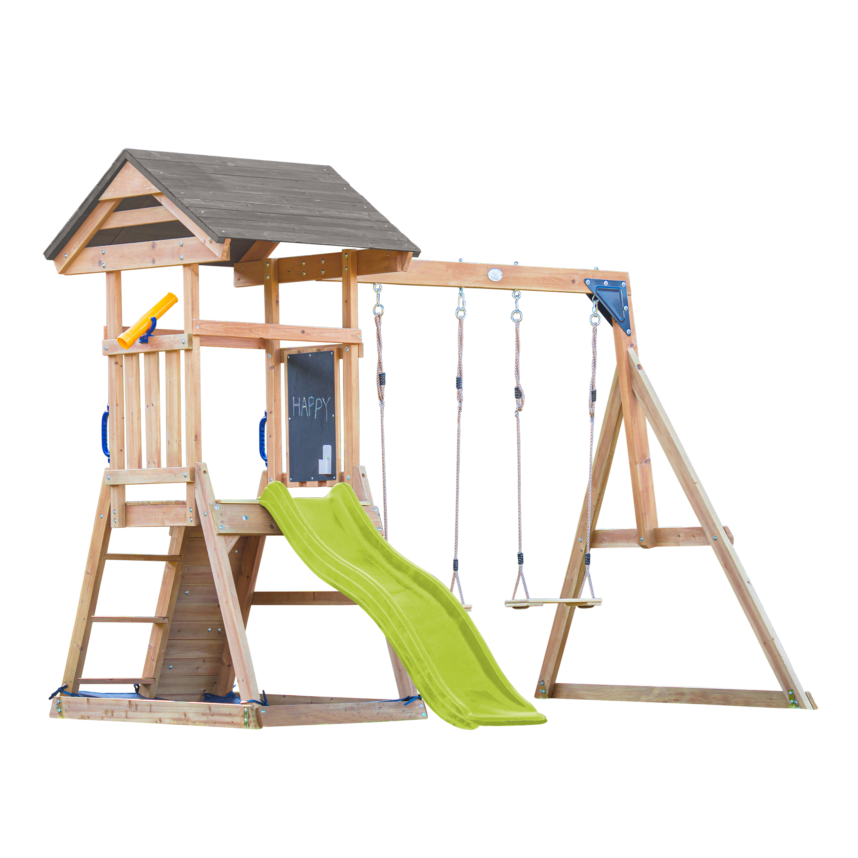 AXI Mia Climbing Frame with Double Swing Set – Lime Green Slide