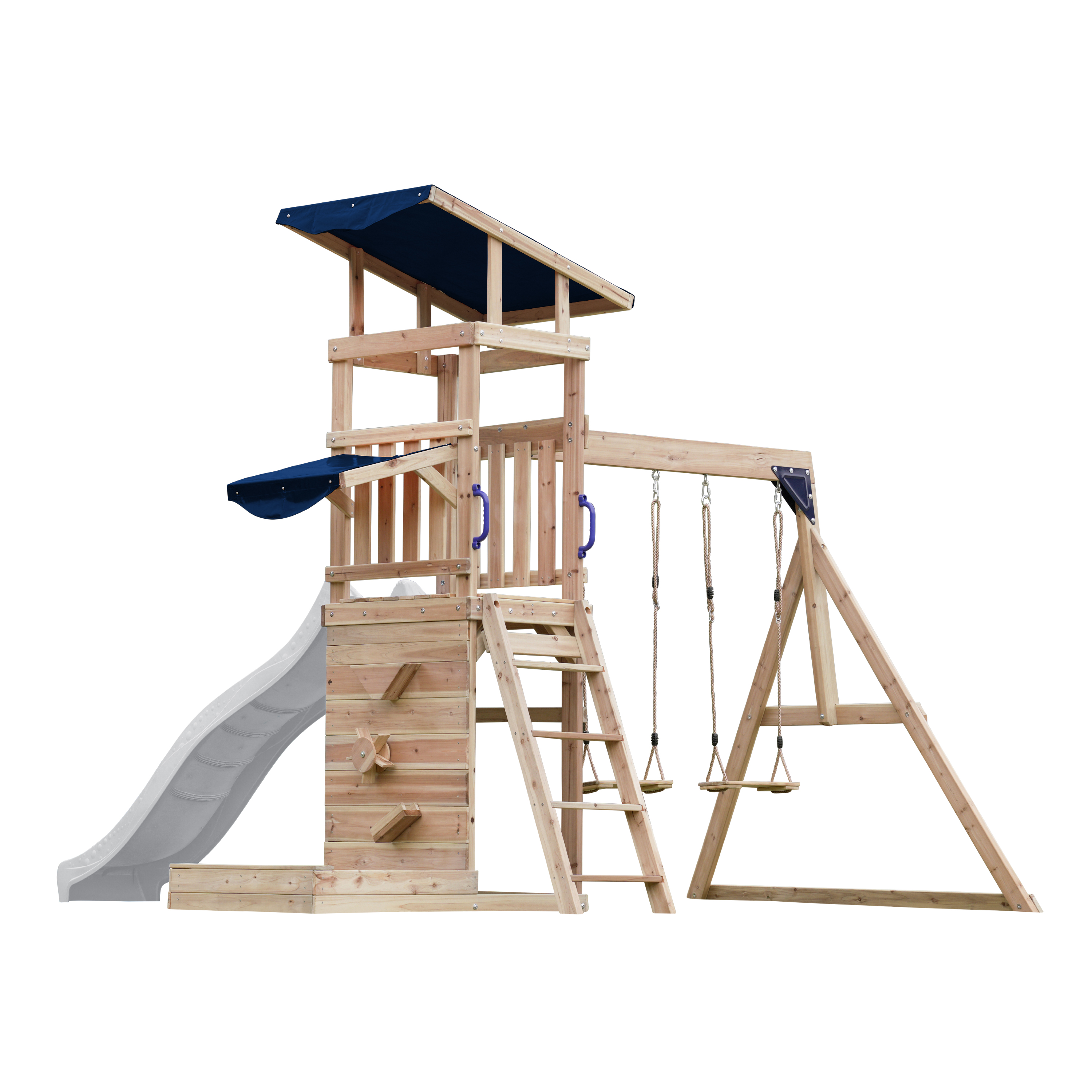 AXI Malik Climbing Frame with Double Swing Set - White Slide