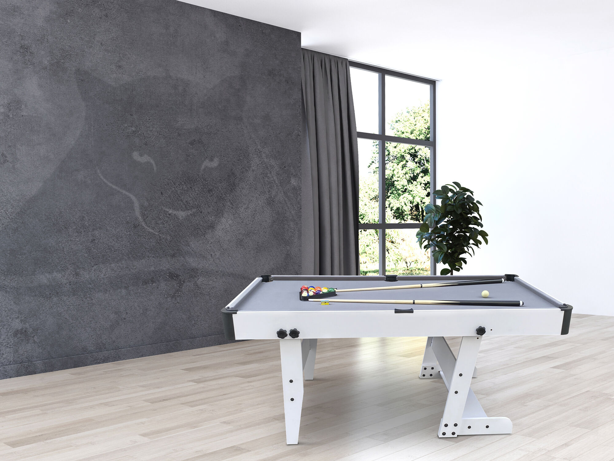 Cougar Hustle XL folding Pool Table - White/Grey