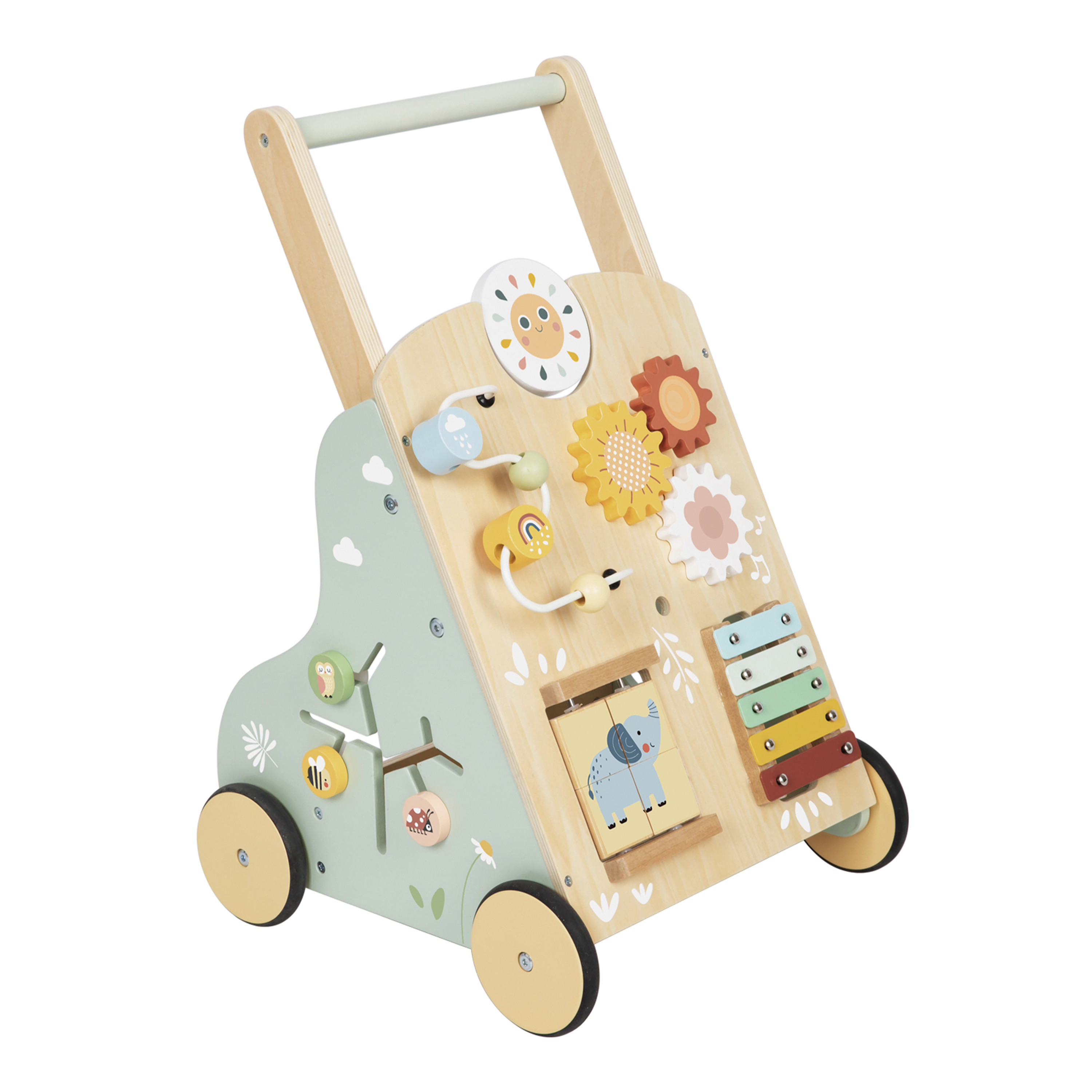 Tooky Toy Wooden Baby Walker - Pastel