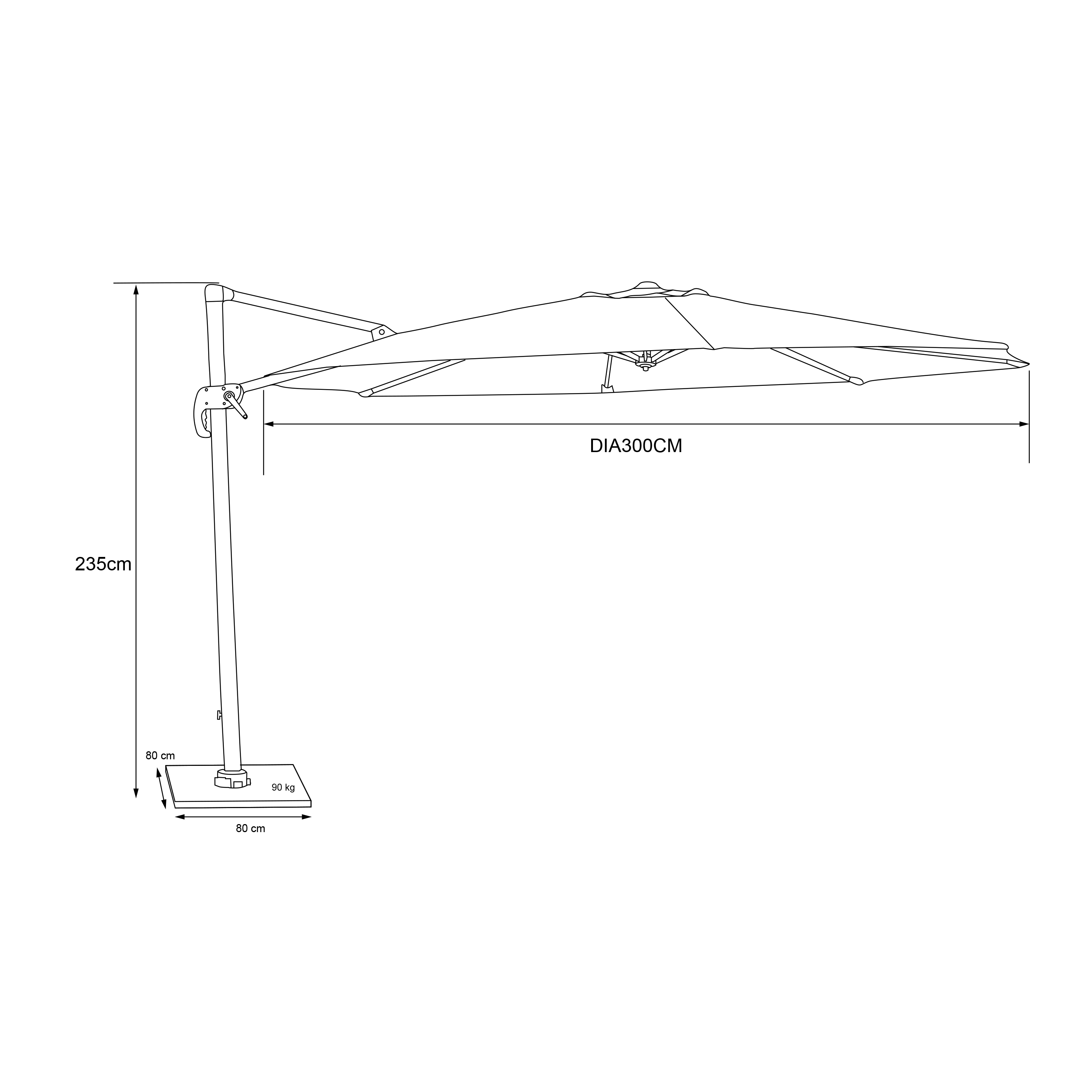 AXI Marisol Cantilever Parasol Ø 300cm incl. parasol base with wheels Anthracite/Grey – Complete set