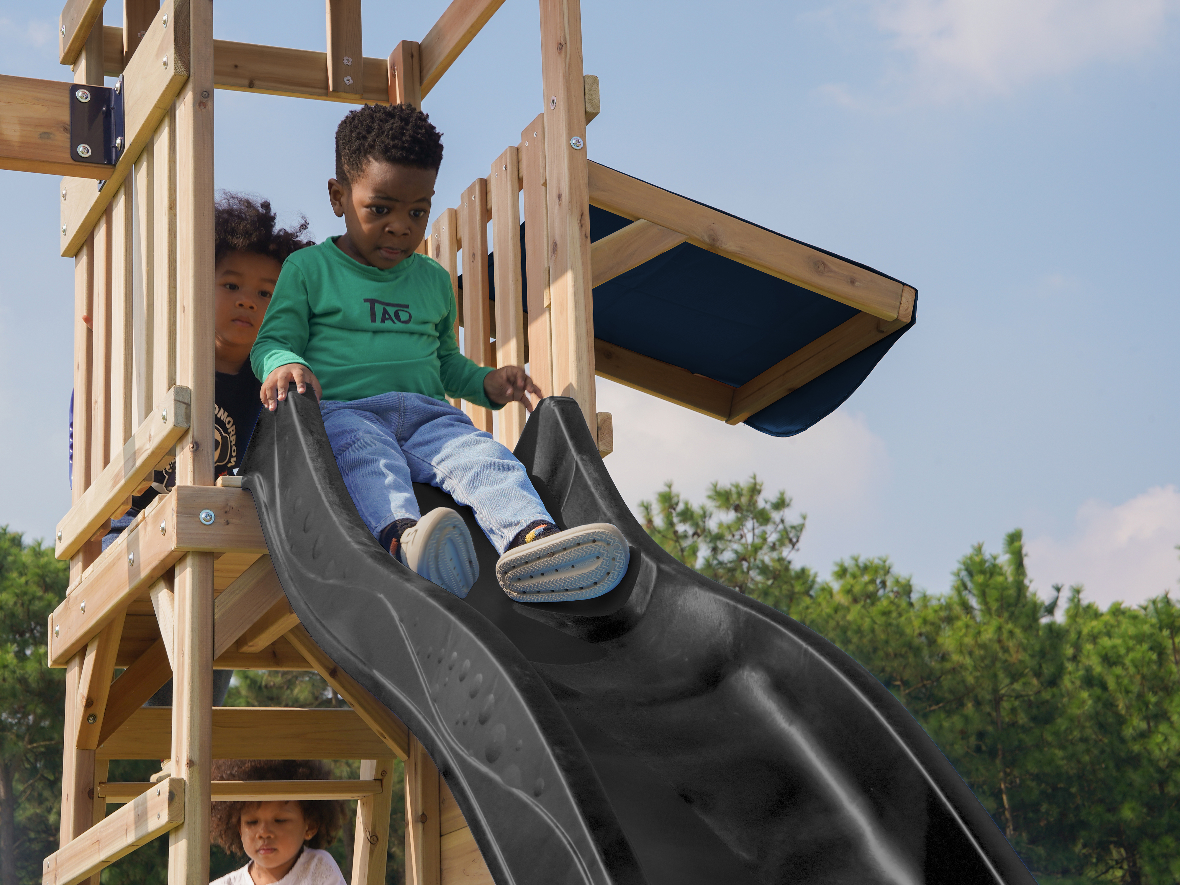 AXI Malik Climbing Frame with Double Swing Set - Grey Slide-8720365064401 AXI Malik Climbing Frame with Double Swing Set - Grey Slide