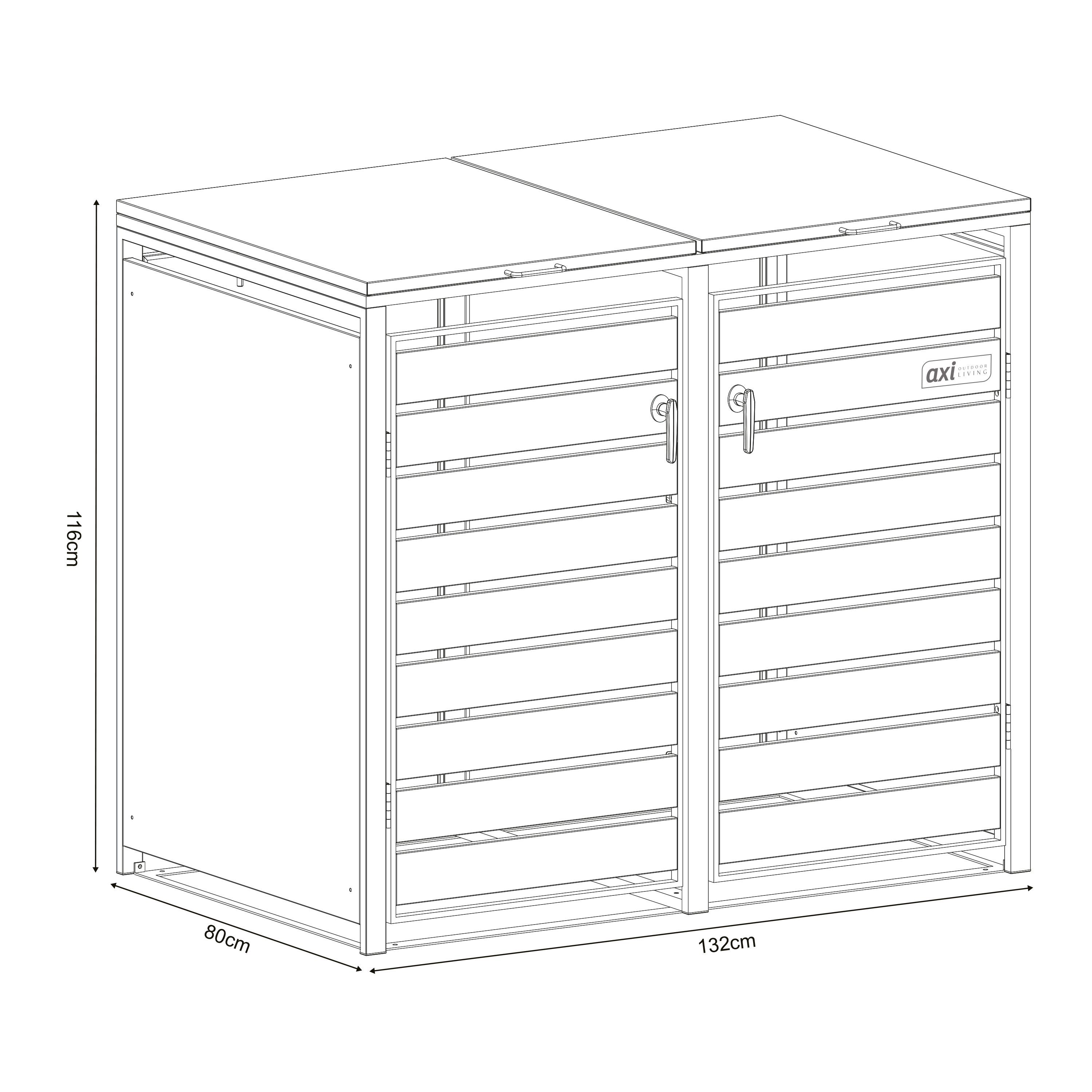 AXI Lucas Metal Garbage Bin Shed - 2 Garbage Bins