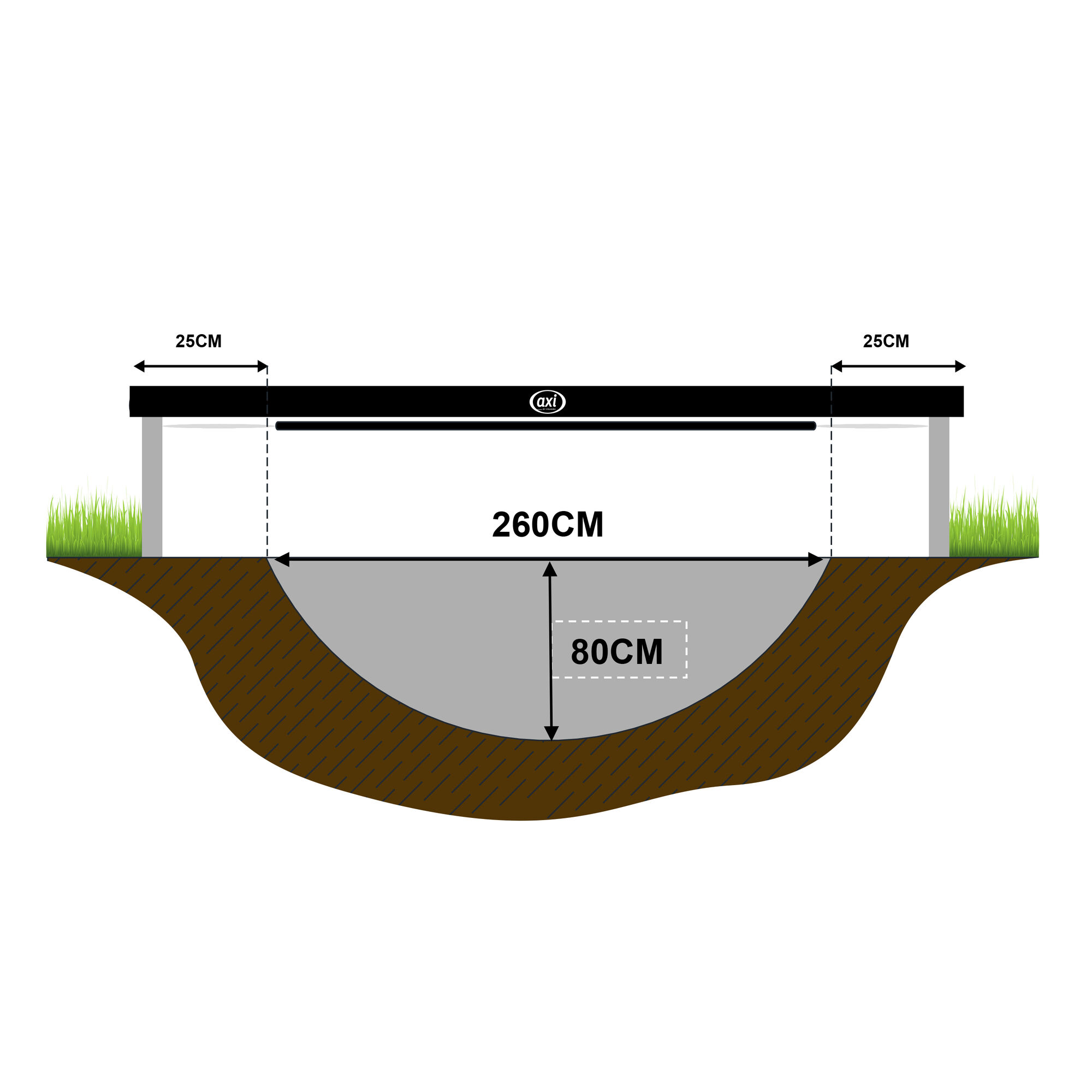 AXI Boston Trampoline 10ft - Inground & onground - Zwart