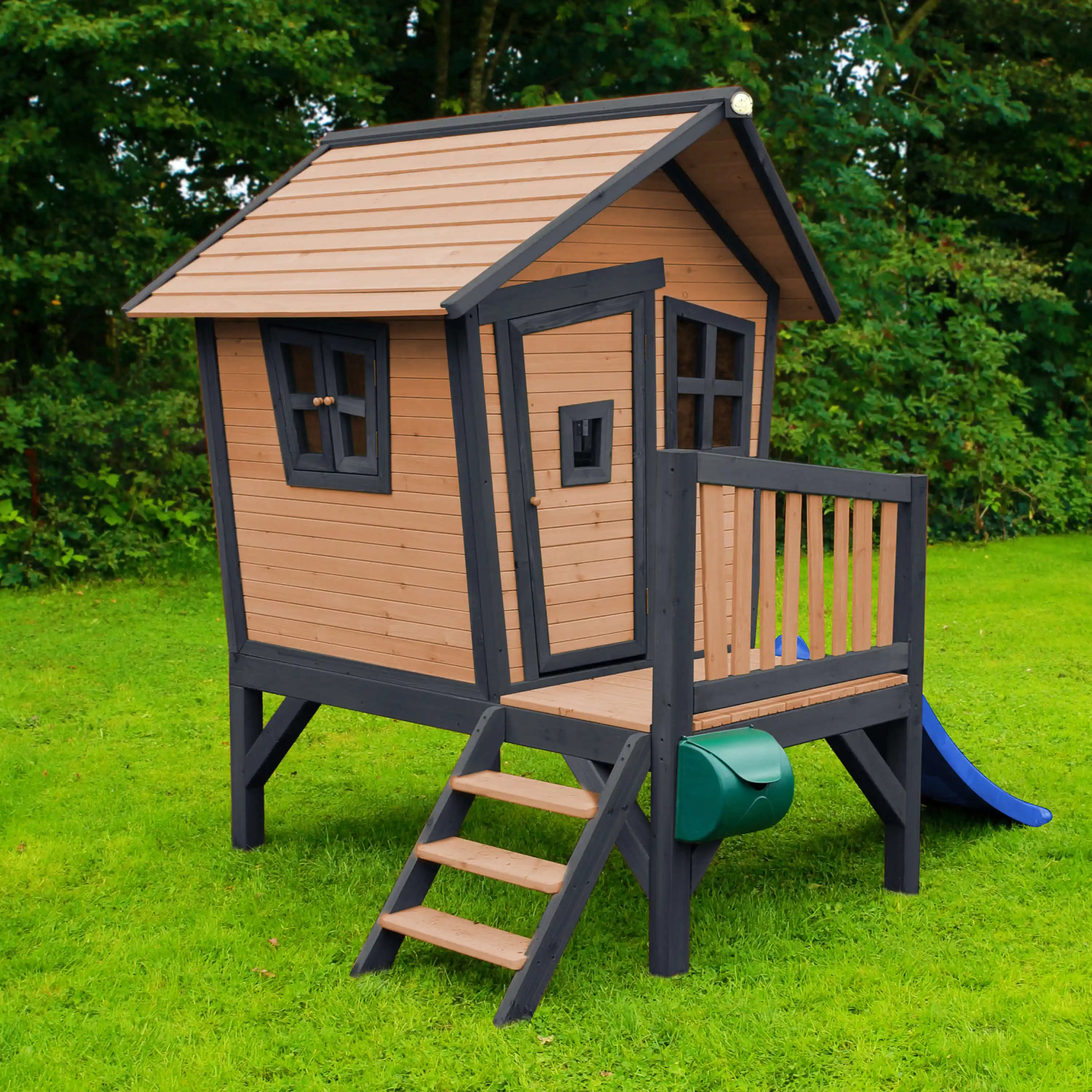 AXI Robin Playhouse Brown/Anthracite - Blue Slide