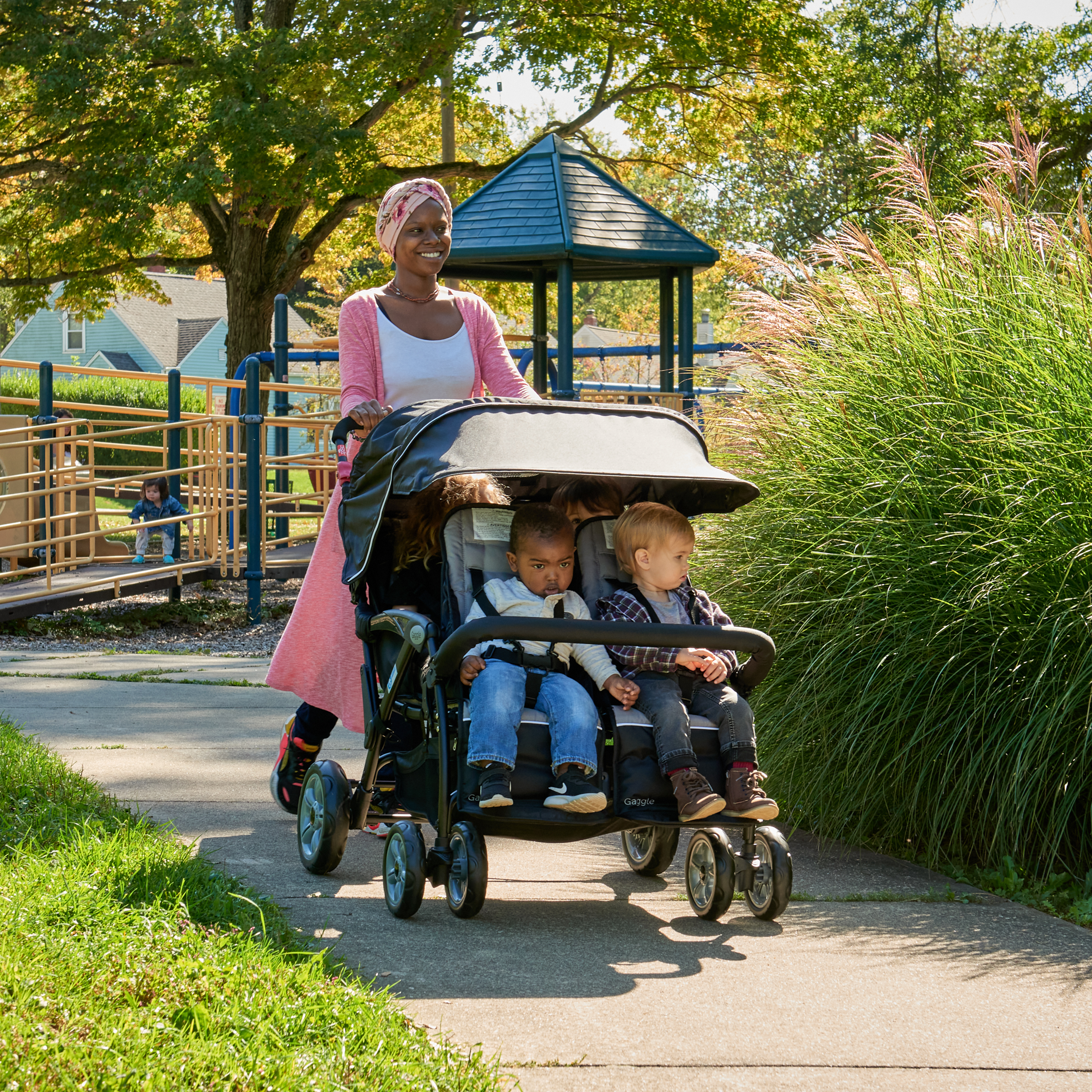 Gaggle Odyssey 4x4 Quad Stroller for 4 Children - Black