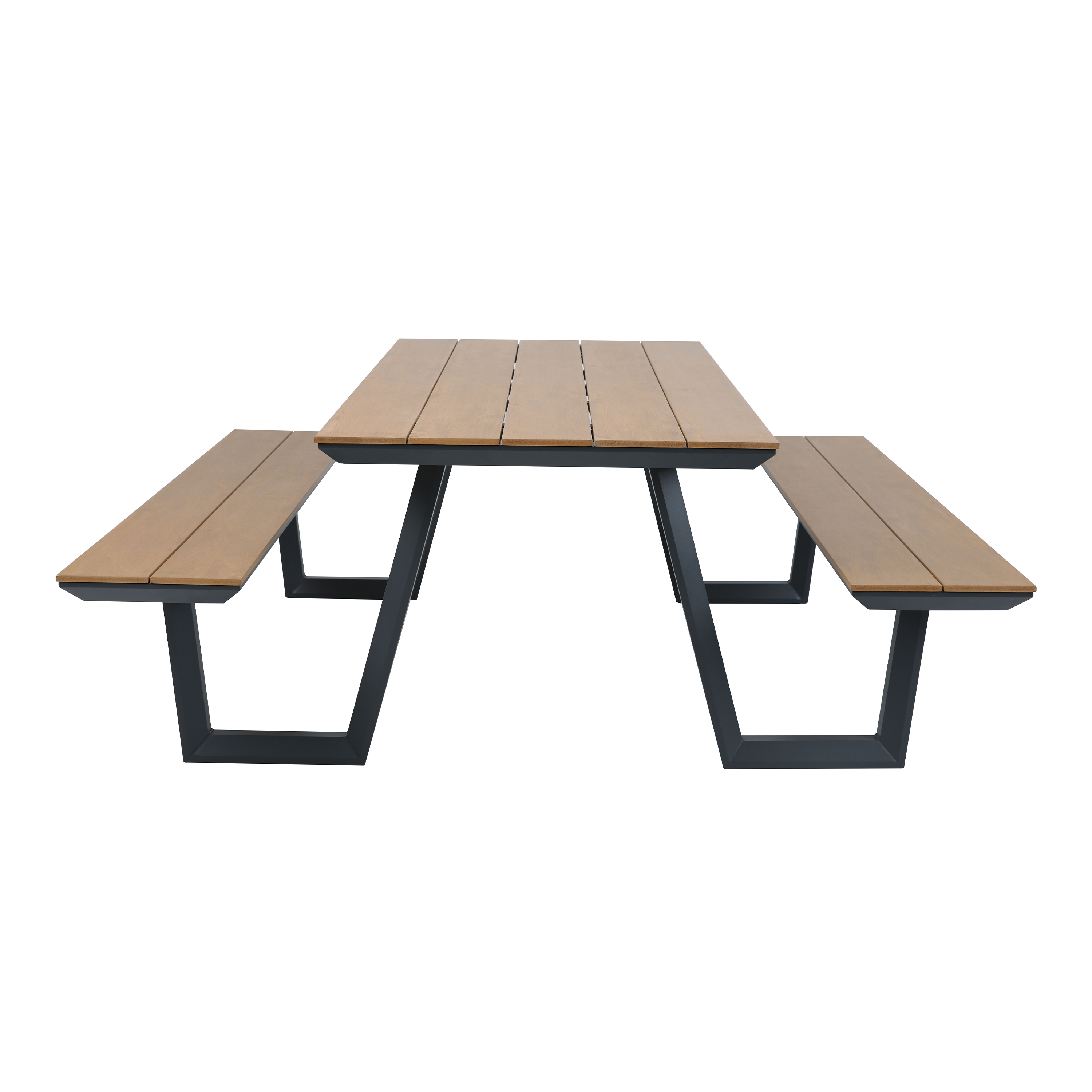 AXI Nori Picnic Table with 2 benches - Anthracite/Teak-look Polywood