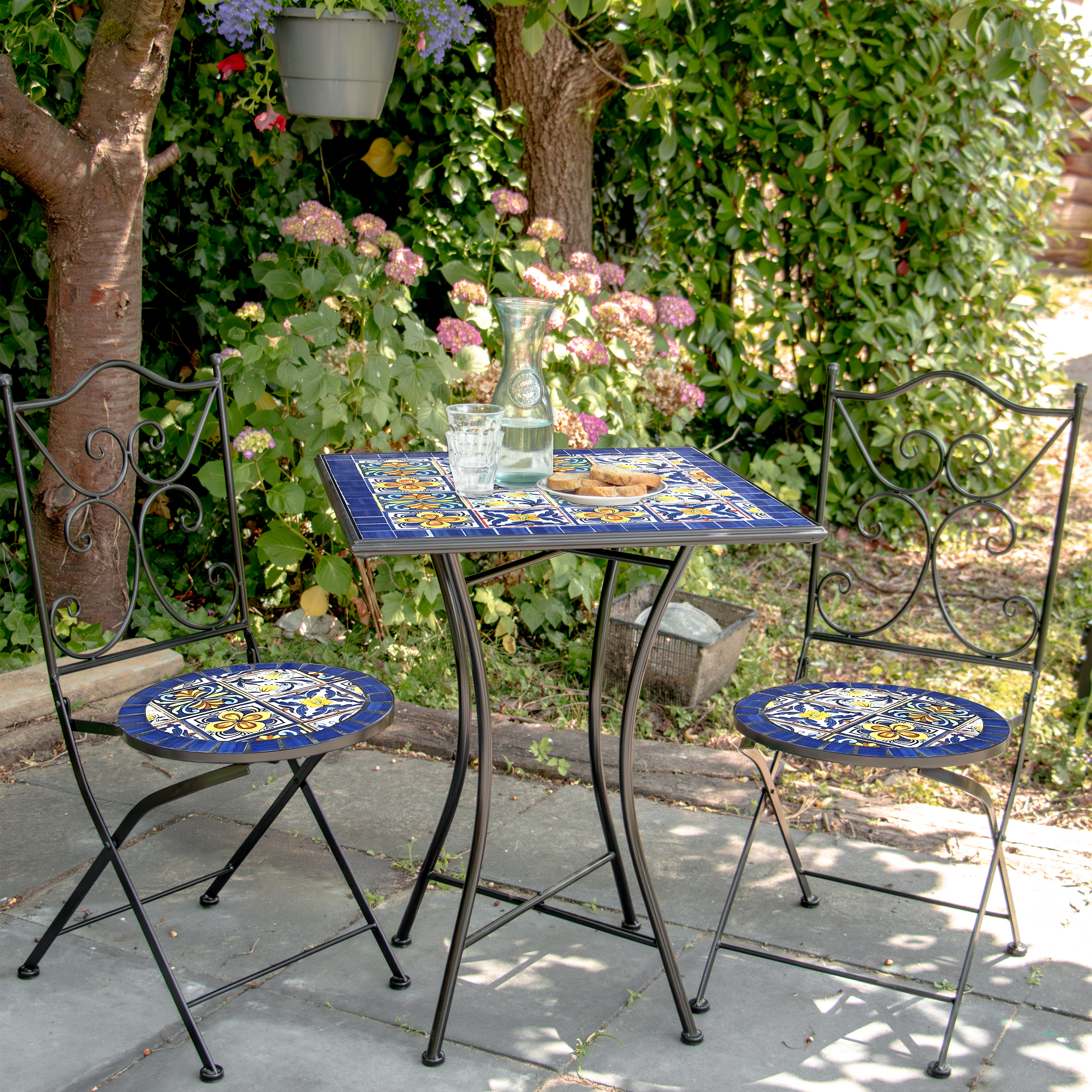 AXI Camilla Bistro Set Mosaic Mediterranean Style - Blue/Yellow