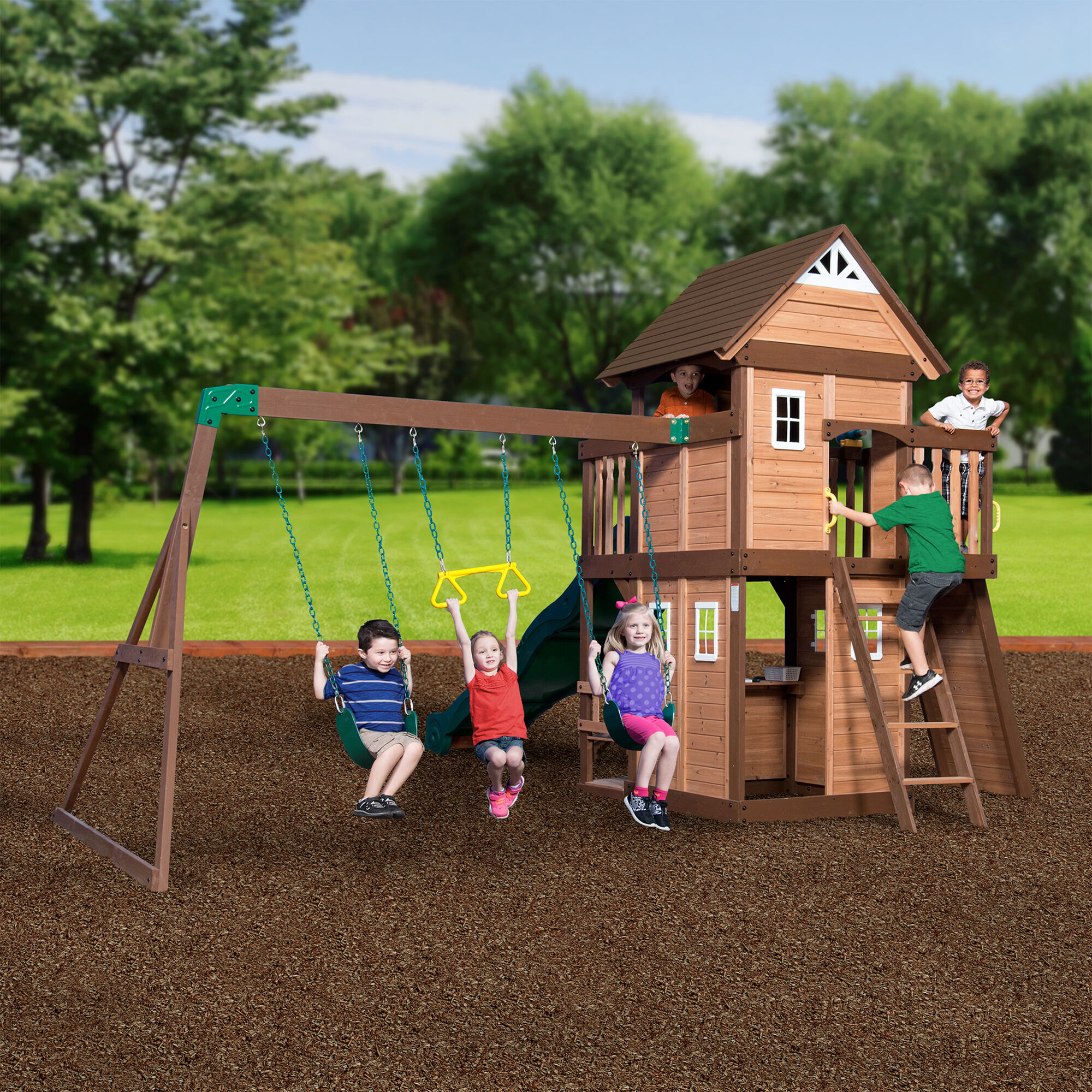 Backyard Discovery Mount Triumph Climbing Frame with Slide and Swings