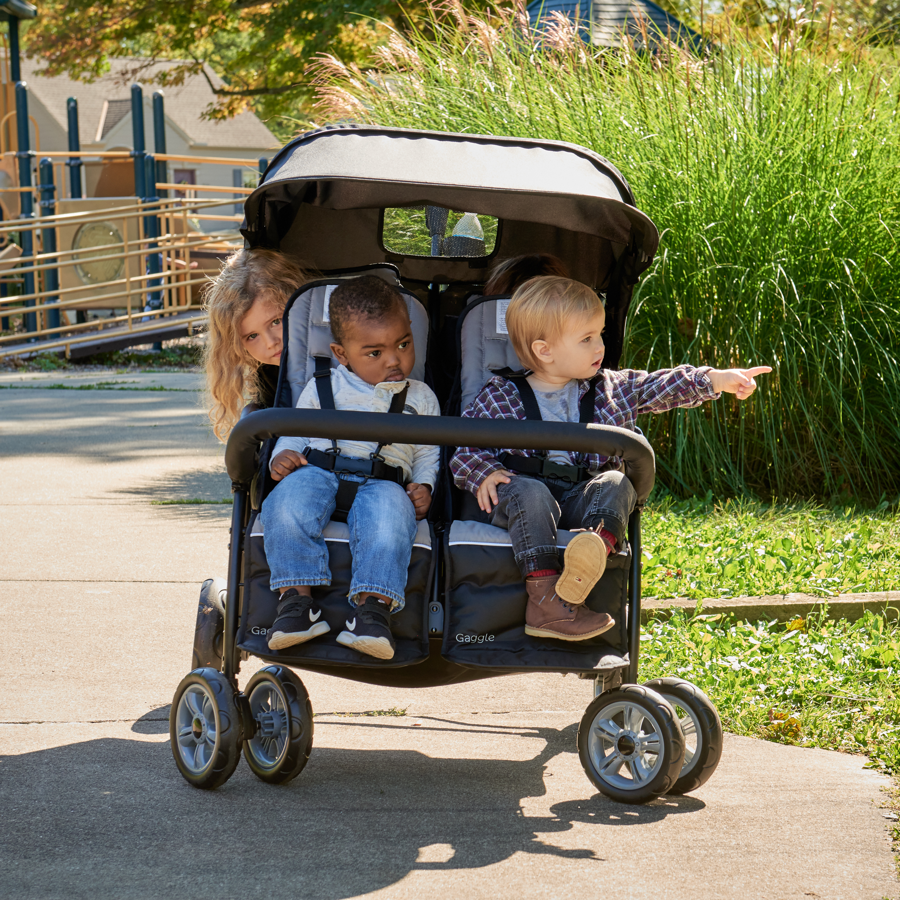 Gaggle Odyssey 4x4 Quad Stroller for 4 Children - Black