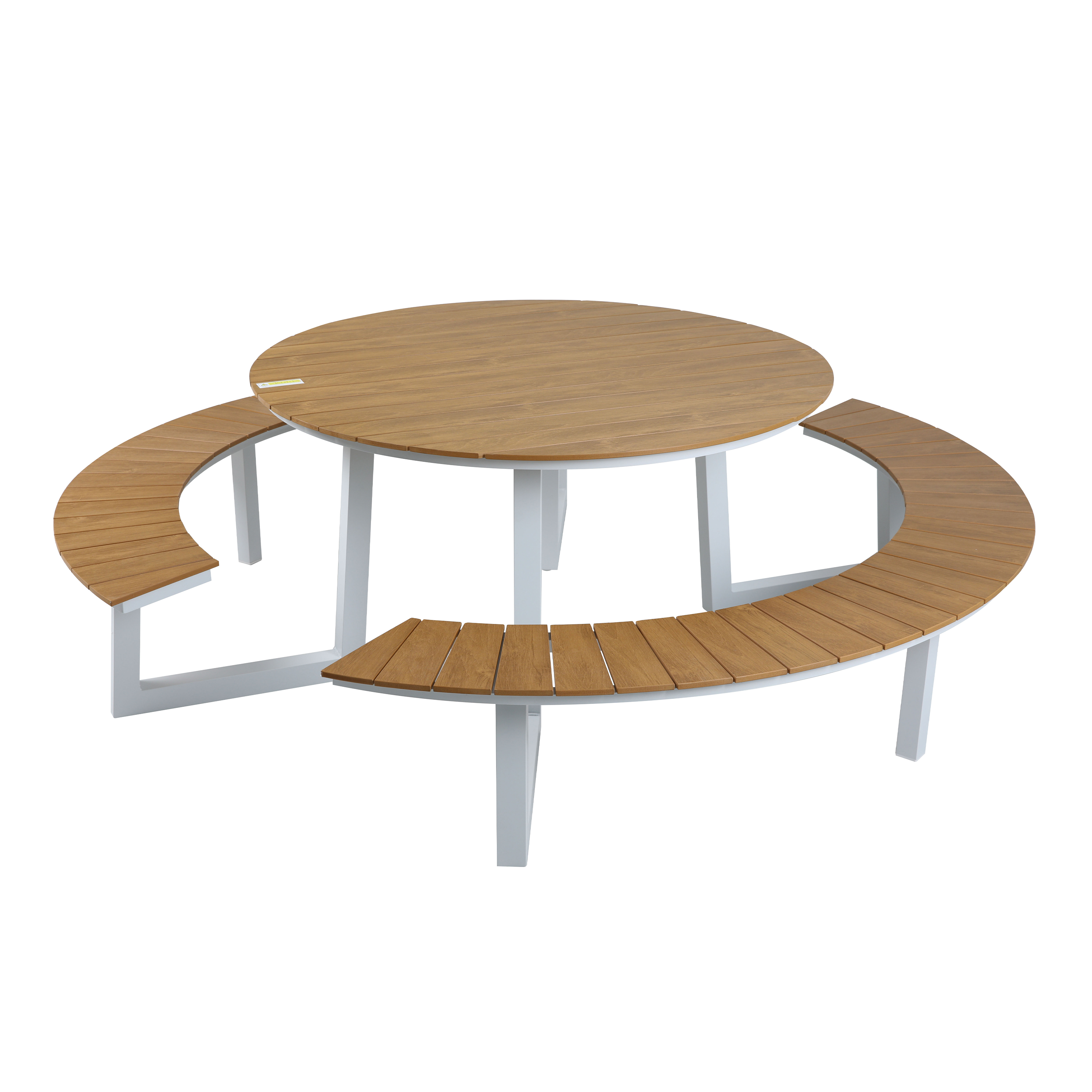 AXI Taco Picnic table with 2 benches Round White/Teak-look Polywood