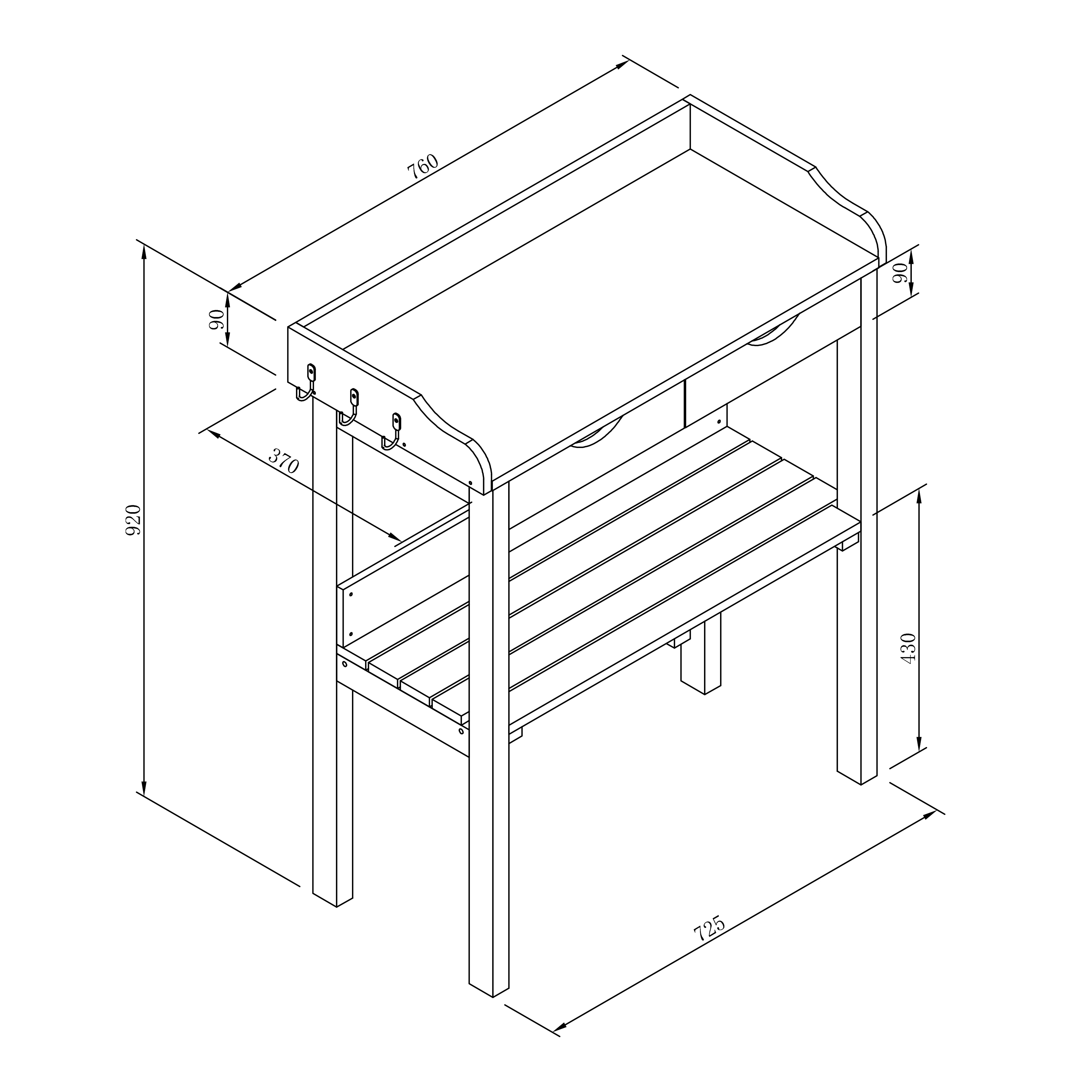 AXI Potting Table with 2 drawers - Brown/White