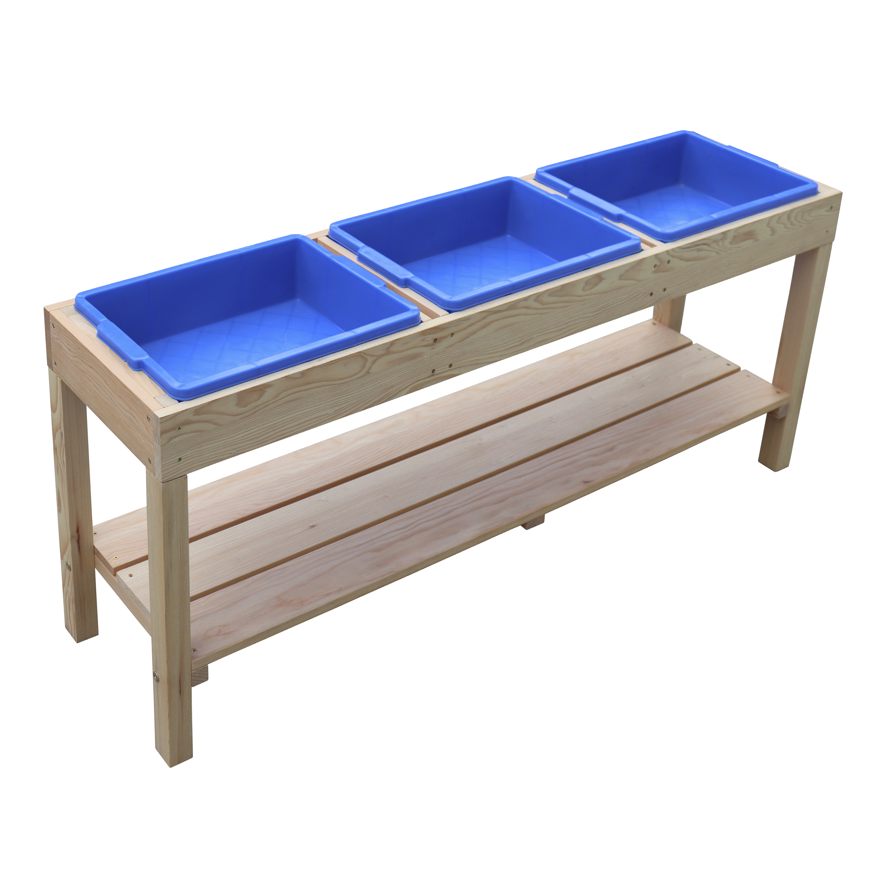 AXI Activity Table with 3 Blue Bins - Natural Brown