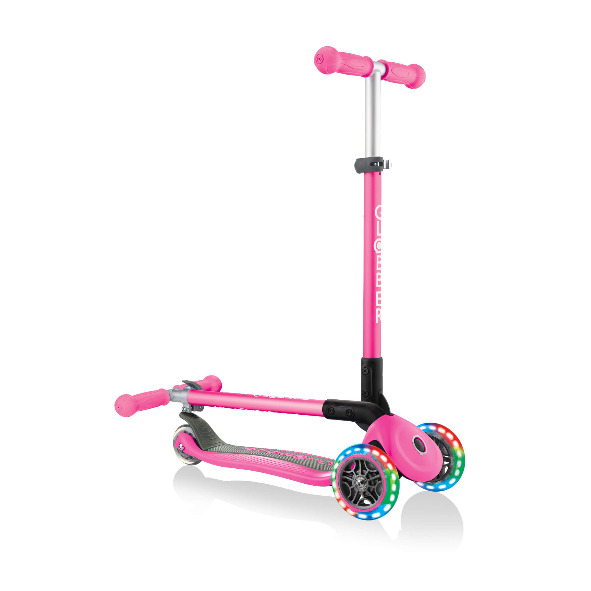 Globber Primo Foldable Lights Scooter - Pink