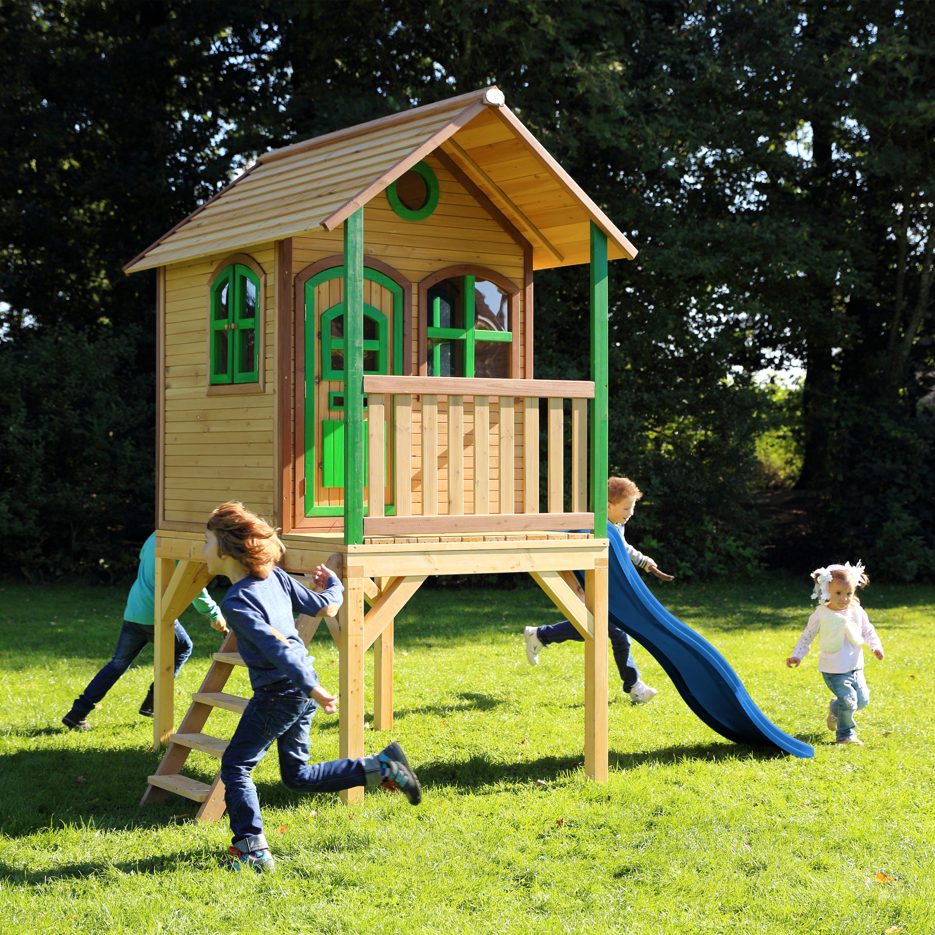 AXI Laura Playhouse Brown/green - Blue Slide