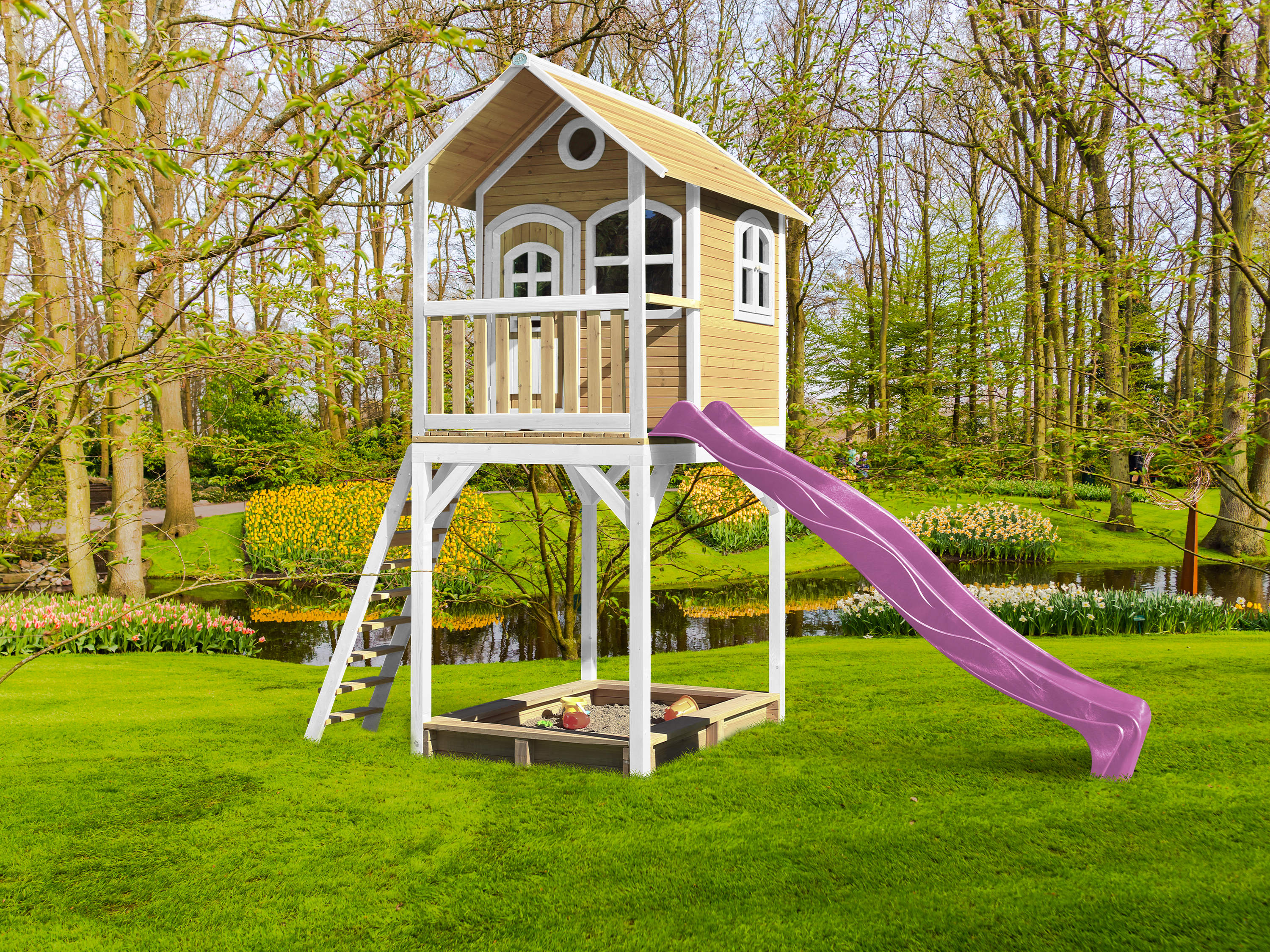 AXI Romy Playhouse Brown/White - Purple Slide