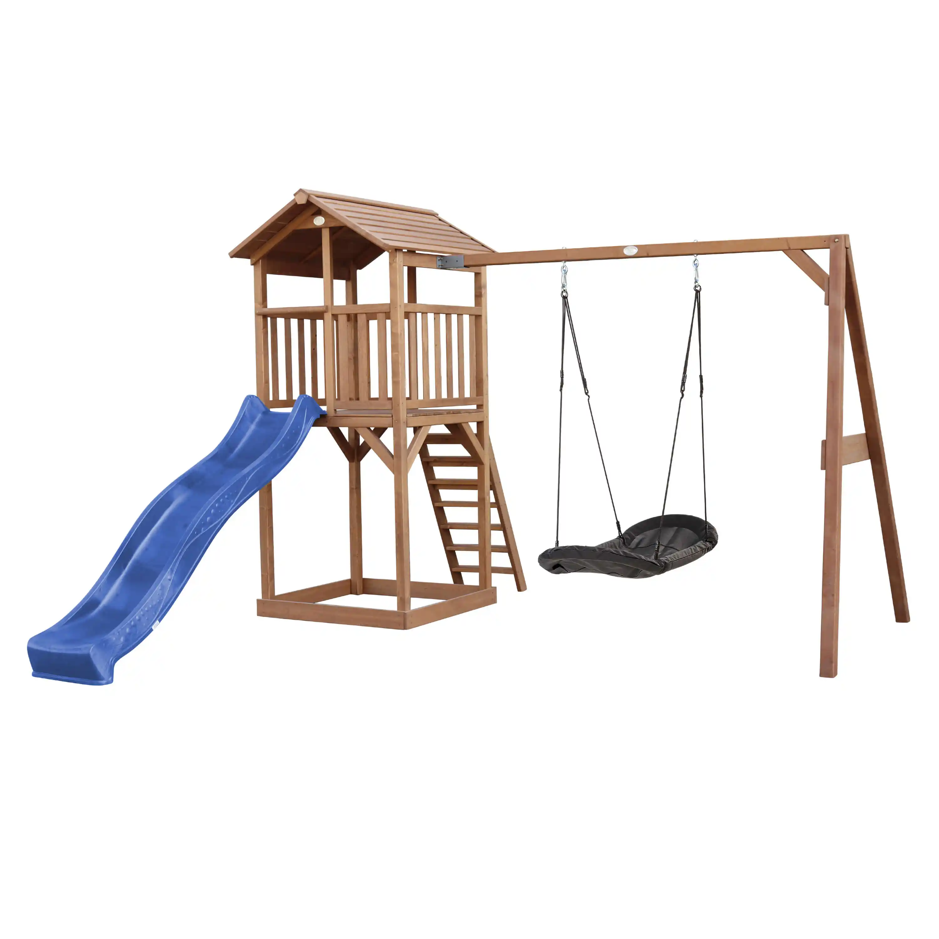 AXI Beach Tower with Roxy Nest Swing Set Brown - Blue Slide