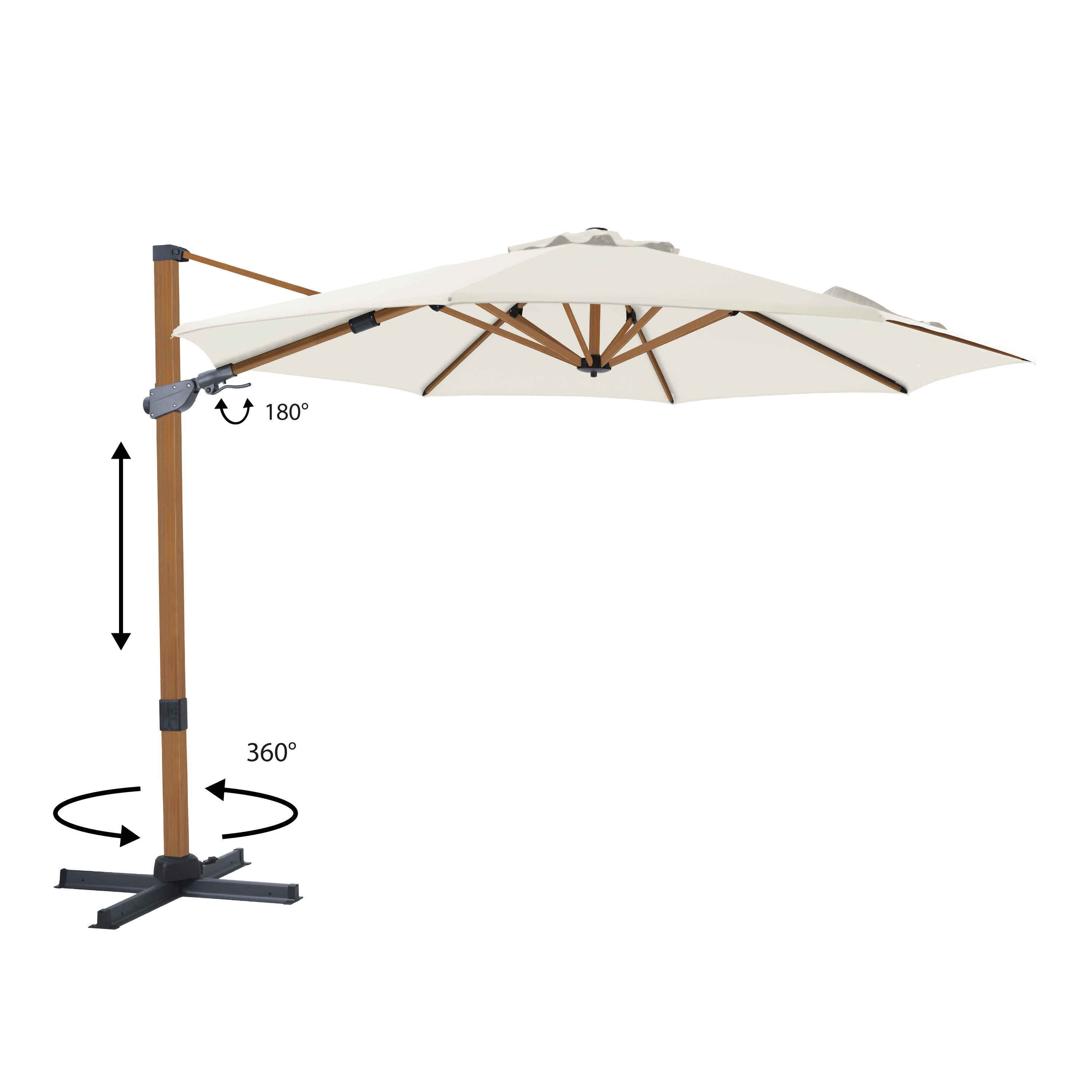 AXI Cyrus Premium Cantilever Parasol Ø 300cm Round - Wood-look/Beige